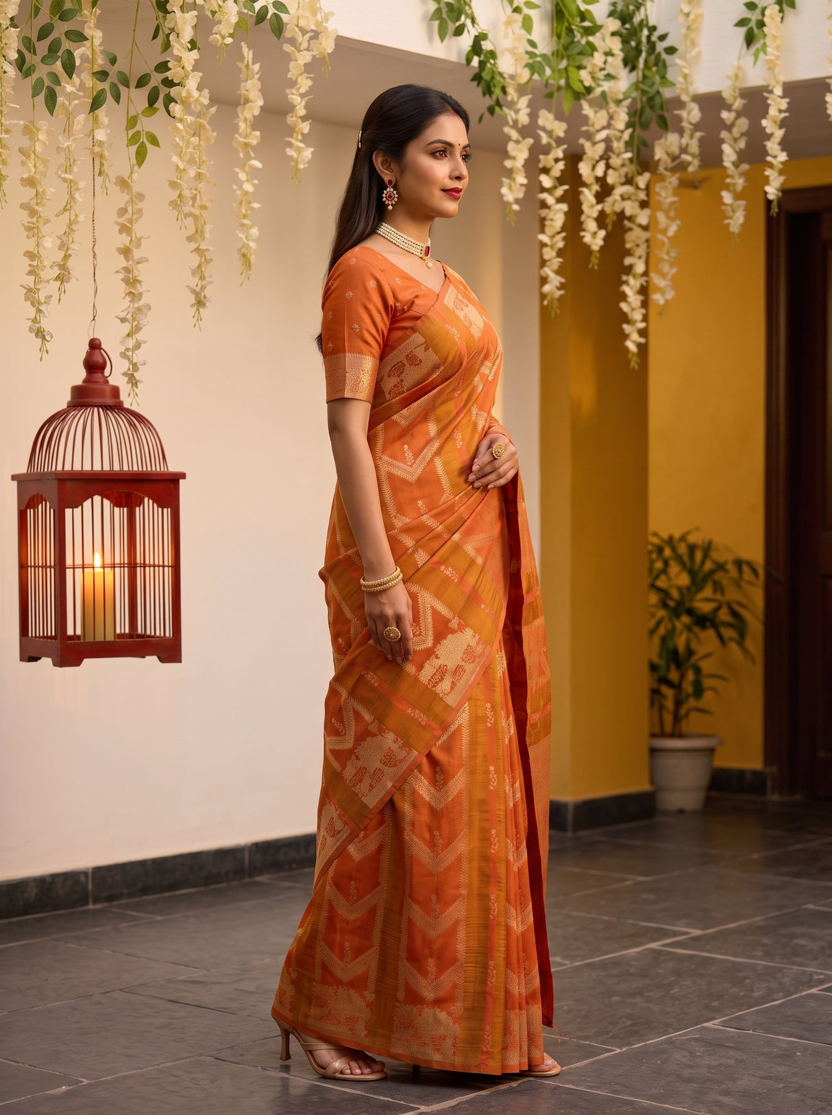 MIMOSA Peach Saree Saree — pose 3 styling detail