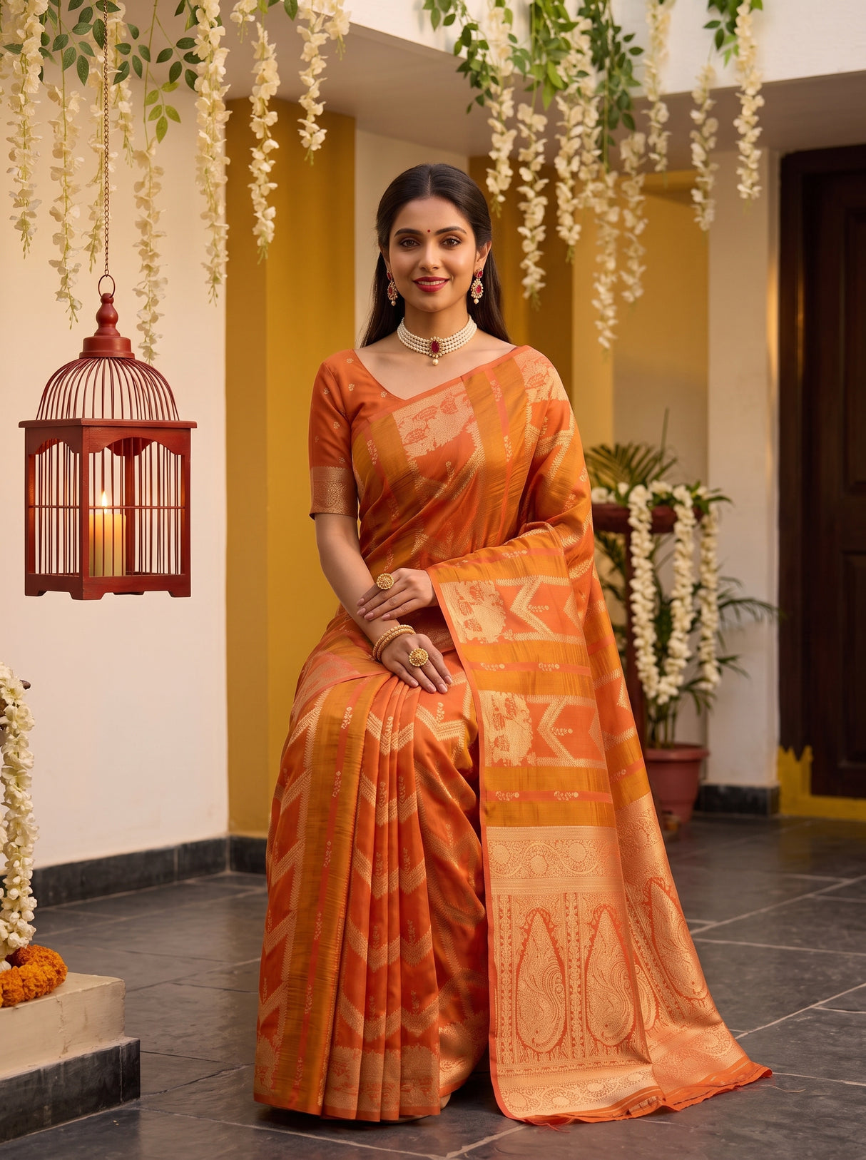 MIMOSA Peach Saree Saree — pose 8 styling detail