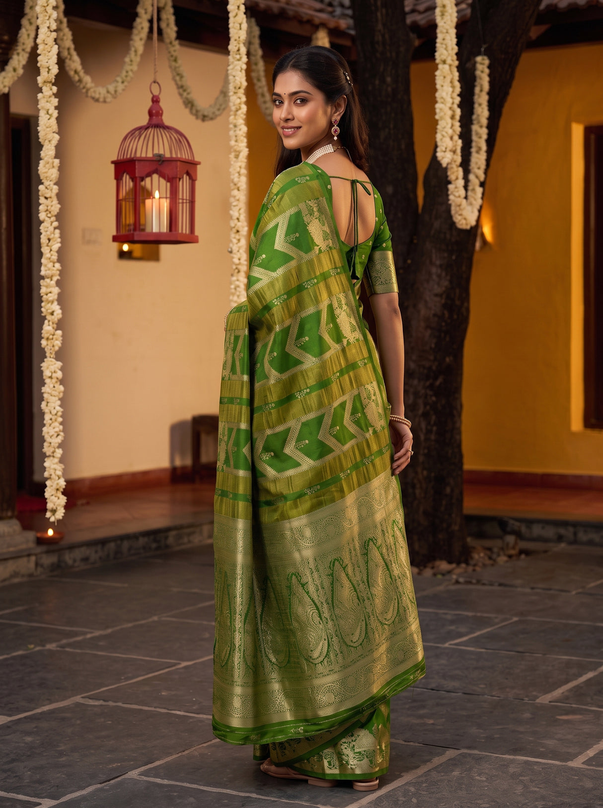 MIMOSA Parrot Green Saree Saree — pose 7 styling detail