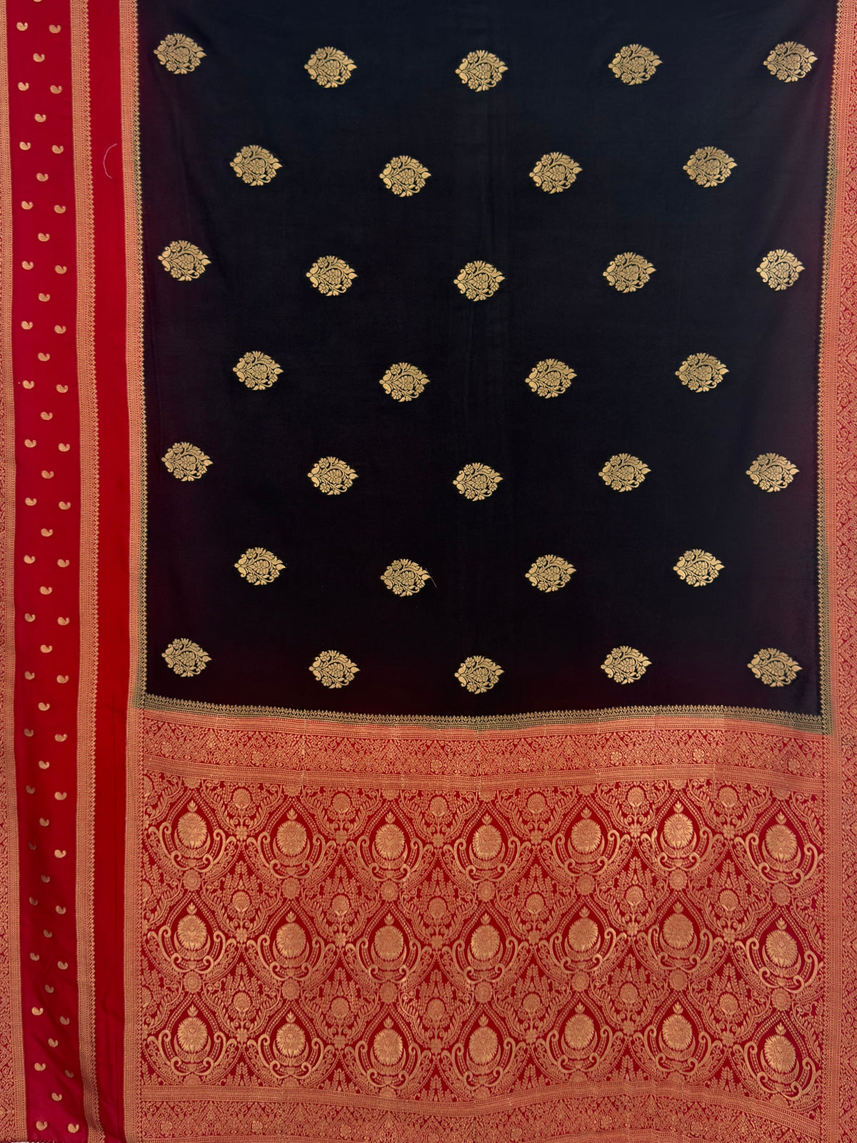 MIMOSA Chocolate Mysore Silk Crepe Saree — pallu and zari work detail