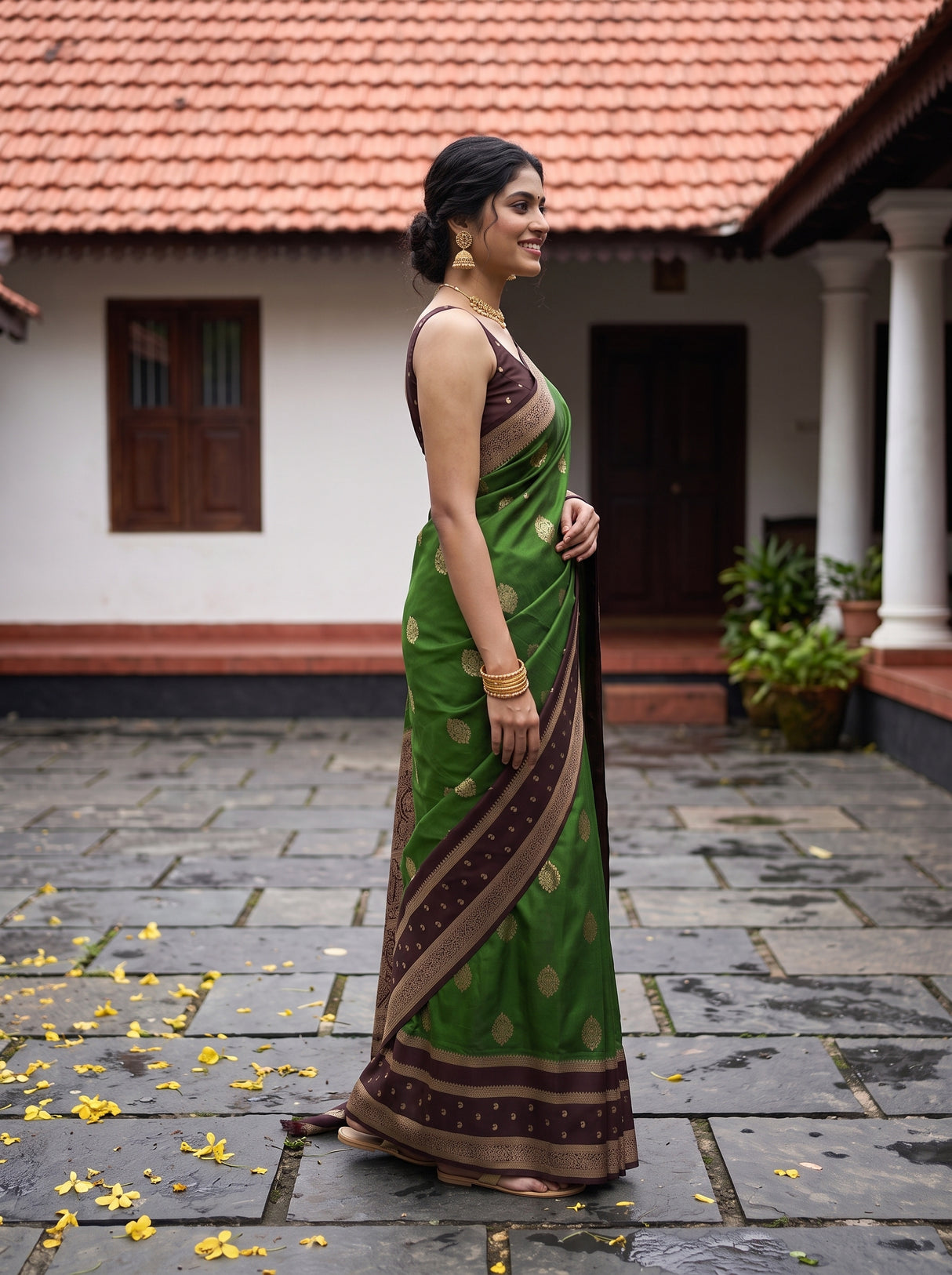 MIMOSA Green Saree Saree — pose 3 styling detail