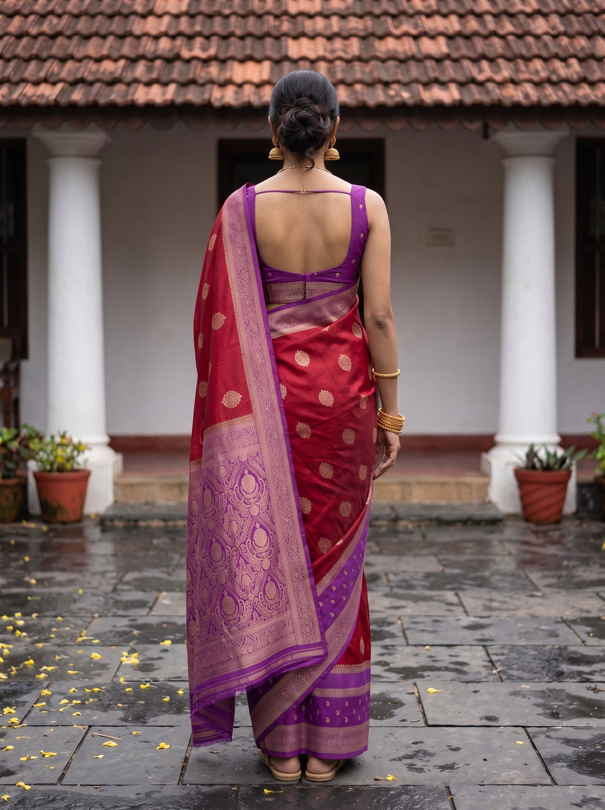 MIMOSA Red Saree Saree — pose 2 styling detail