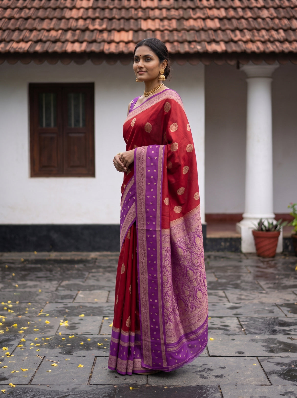 MIMOSA Red Saree Saree — pose 7 styling detail
