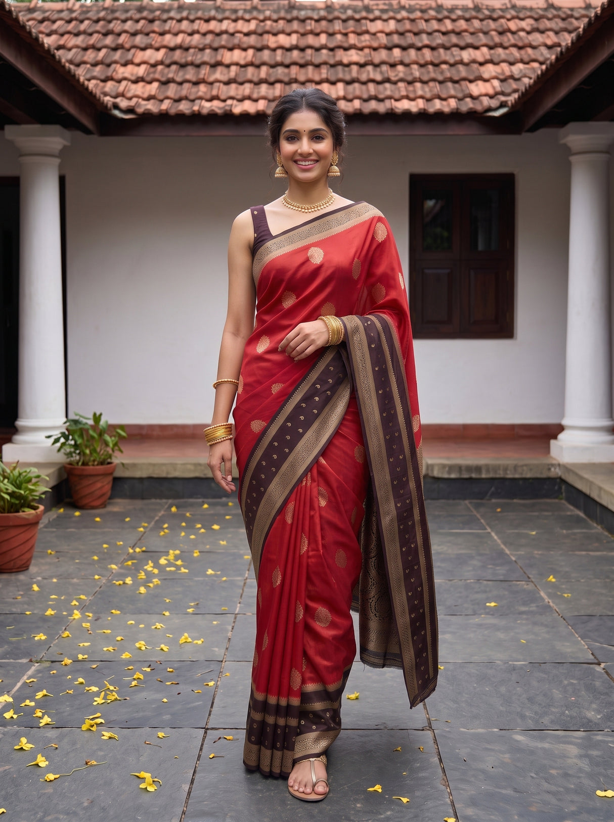 MIMOSA Rust Saree Saree — pose 6 styling detail