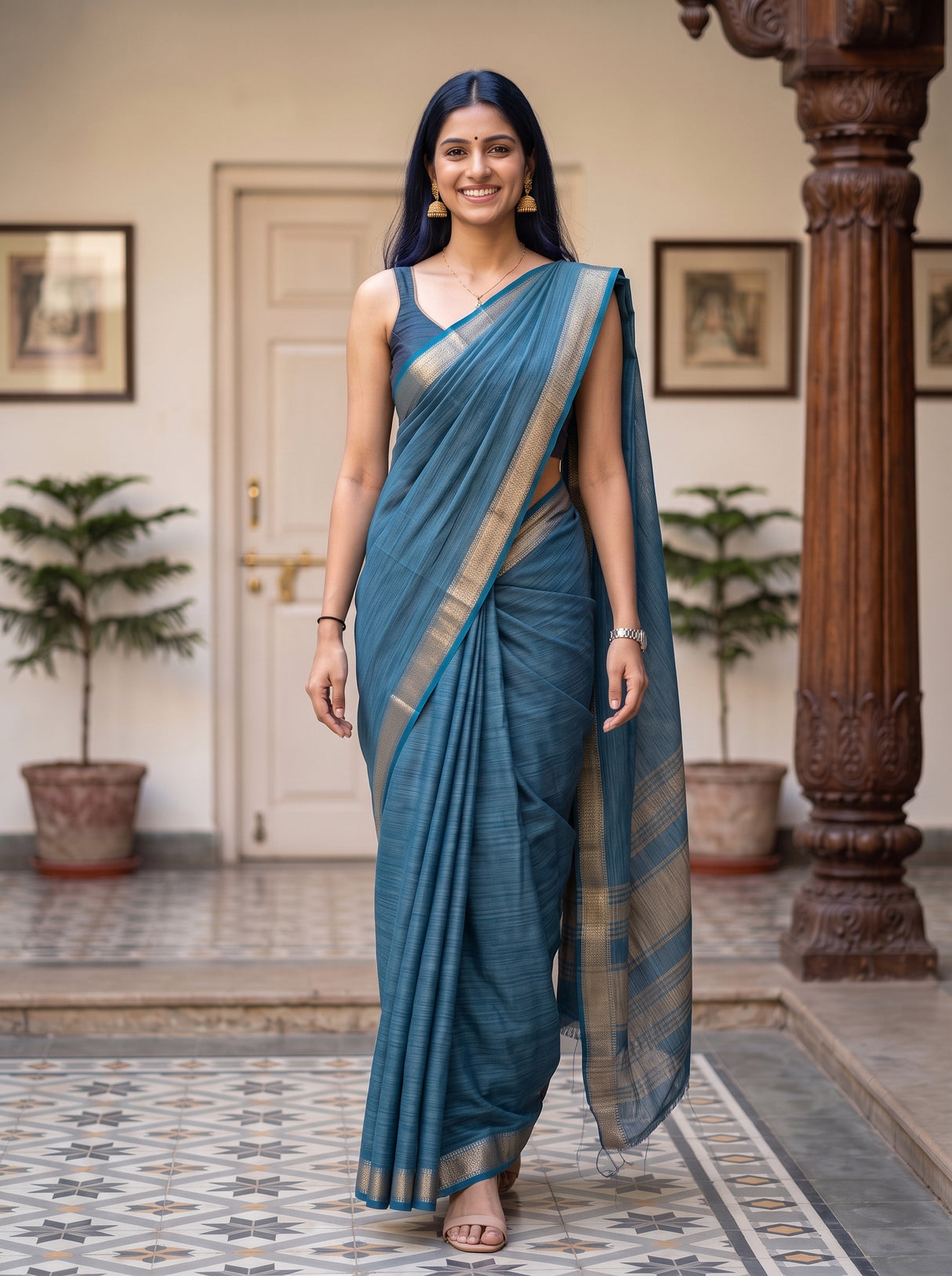 MIMOSA Sapphire Saree Saree — pose 6 styling detail