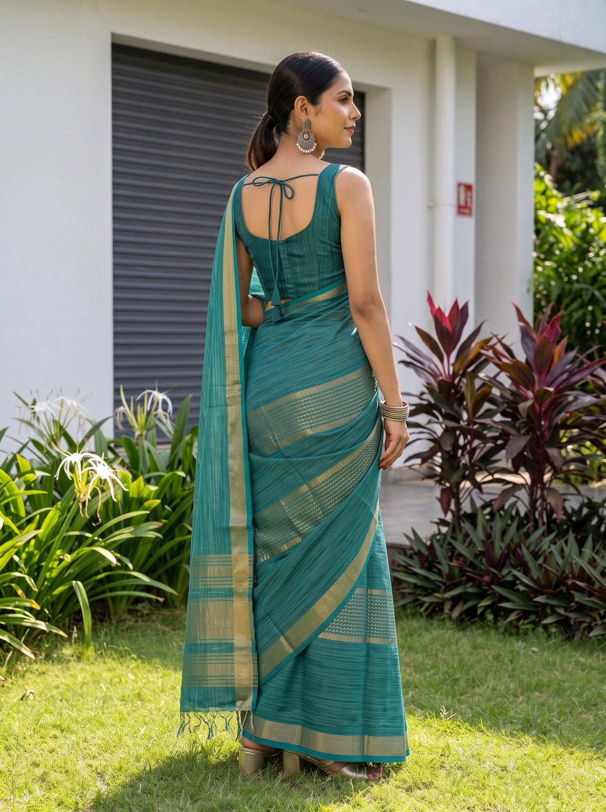 MIMOSA Sapphire Saree Saree — pose 3 styling detail