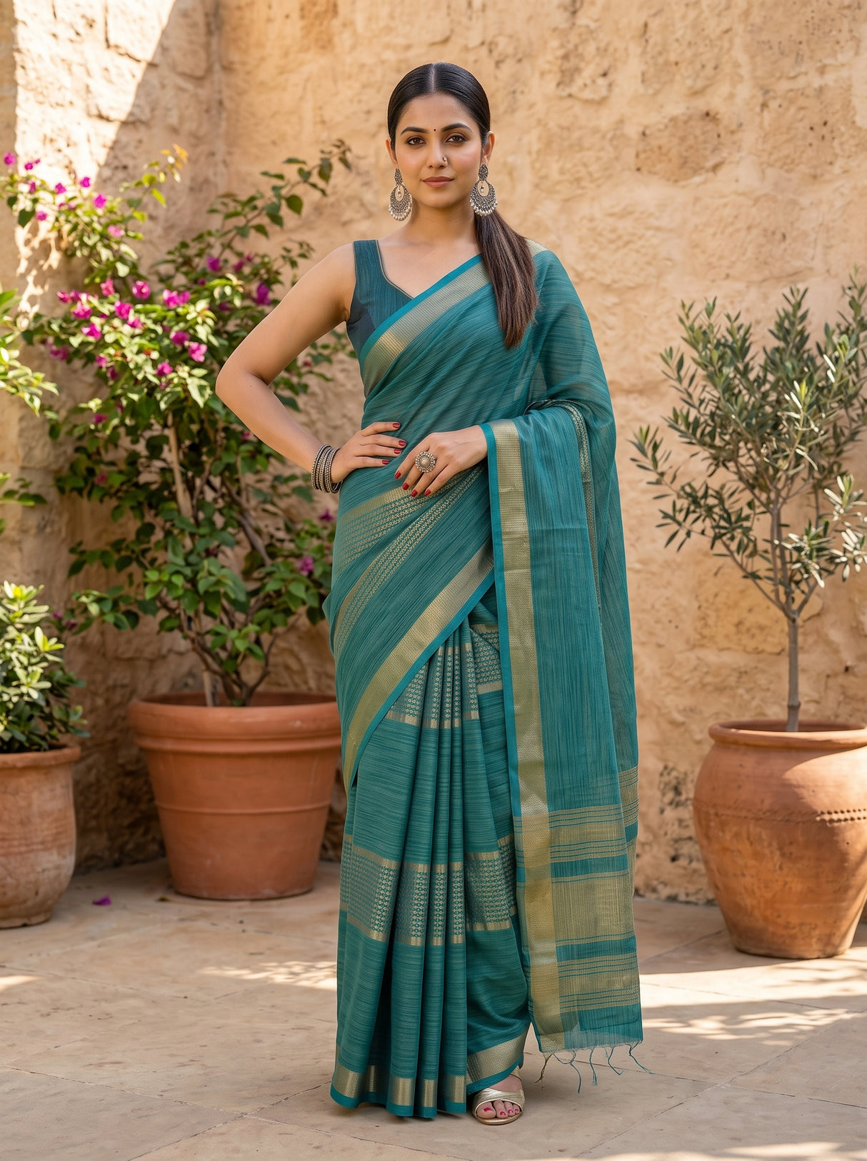 MIMOSA Sapphire Saree Saree — pose 4 styling detail