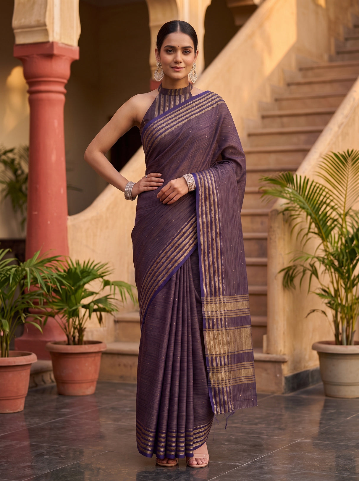 MIMOSA Navy Saree Saree — pose 4 styling detail