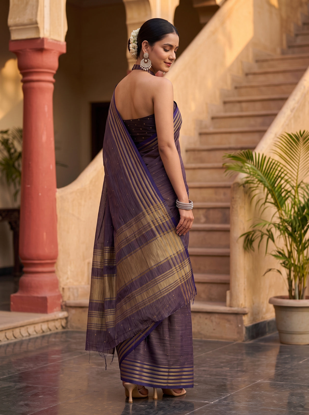 MIMOSA Navy Saree Saree — pose 5 styling detail