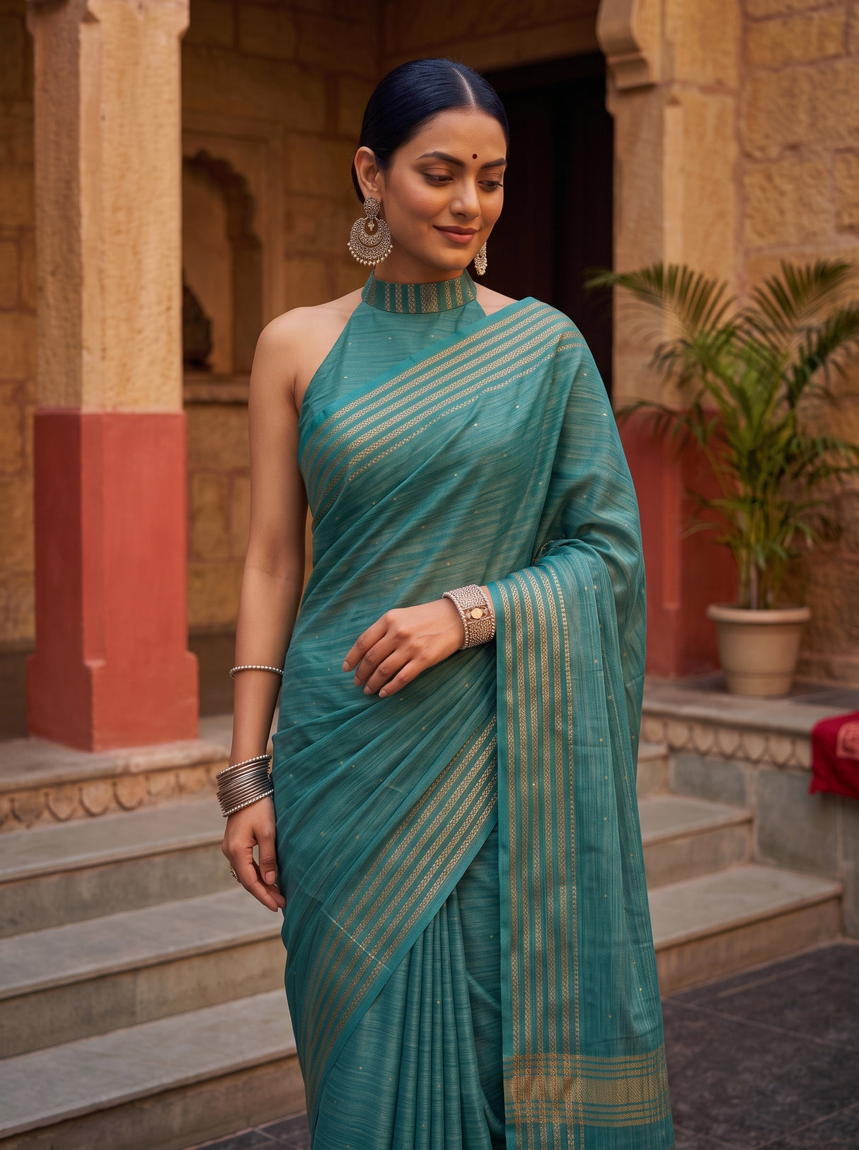 MIMOSA Sapphire Saree Saree — pose 10 styling detail