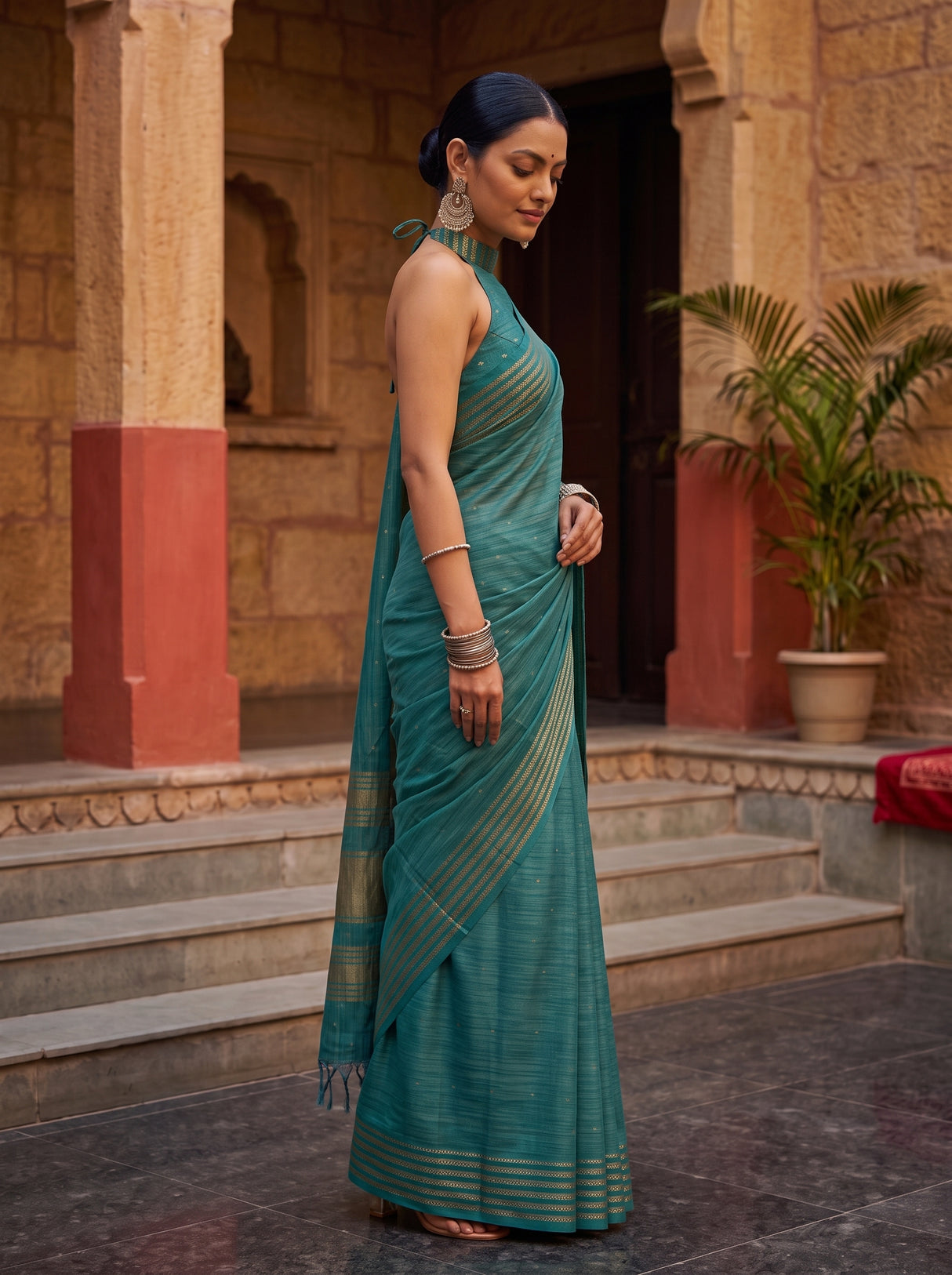 MIMOSA Sapphire Saree Saree — pose 3 styling detail