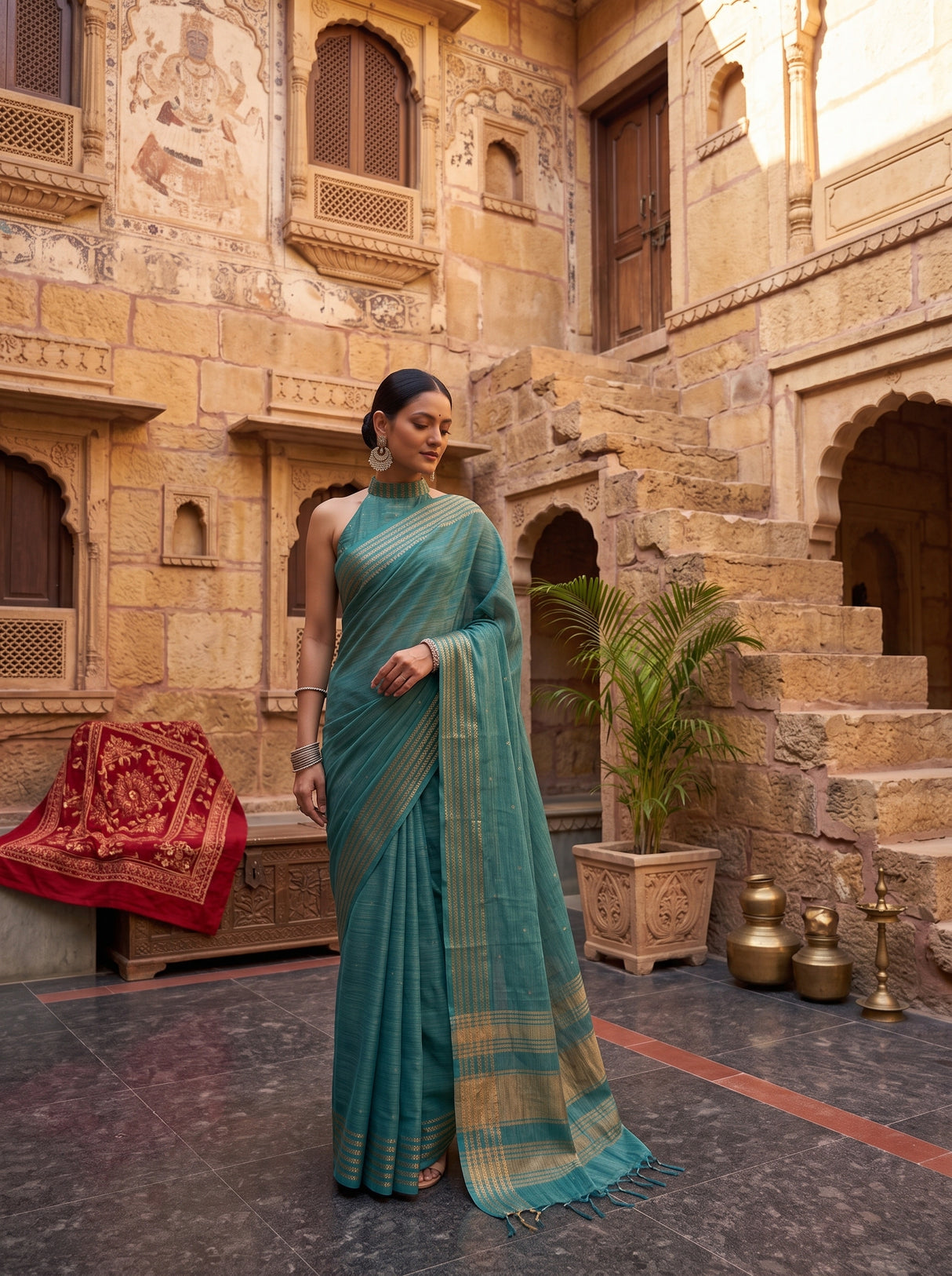 MIMOSA Sapphire Saree Saree — pose 5 styling detail