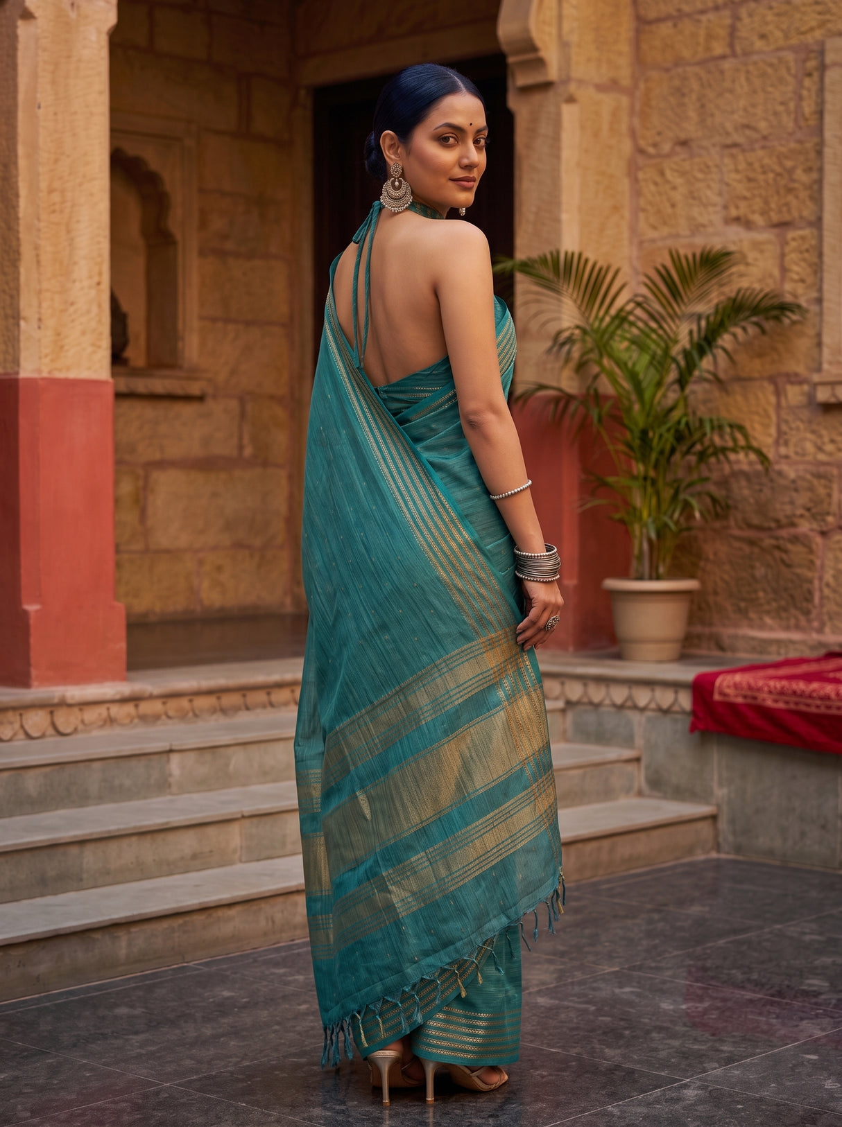 MIMOSA Sapphire Saree Saree — pose 7 styling detail