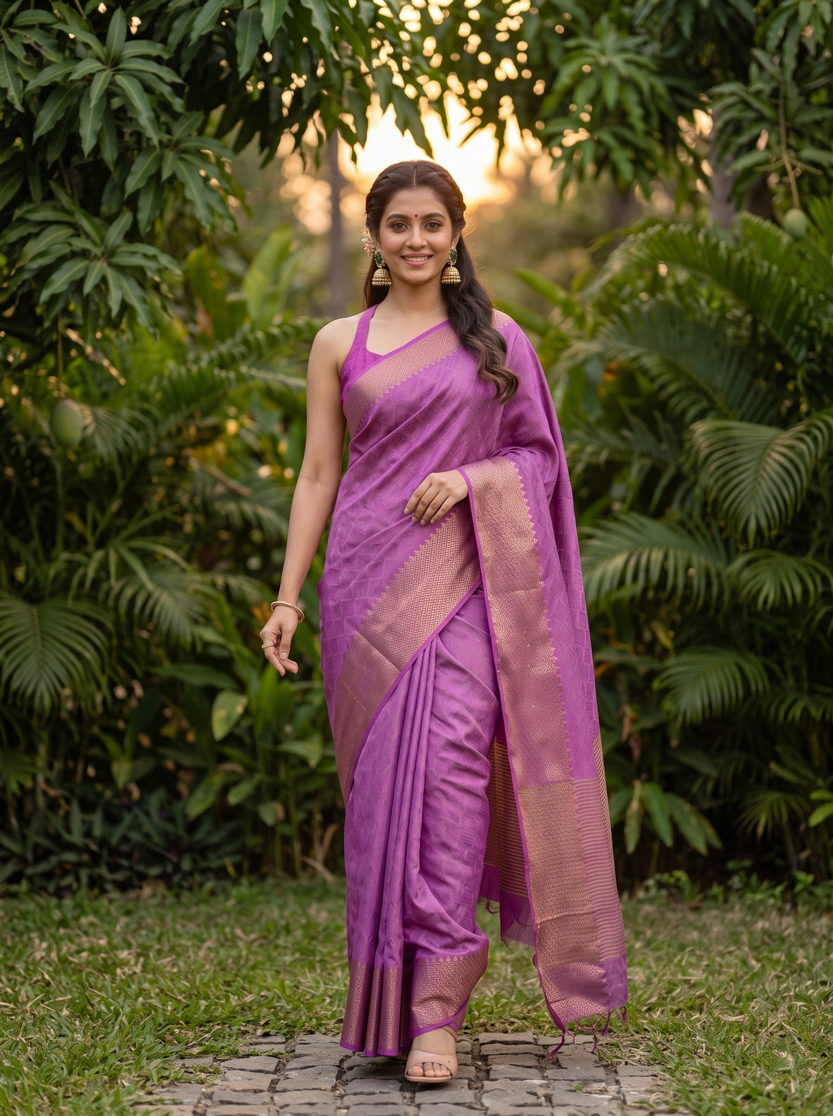 MIMOSA Pink Saree Saree — pose 6 styling detail