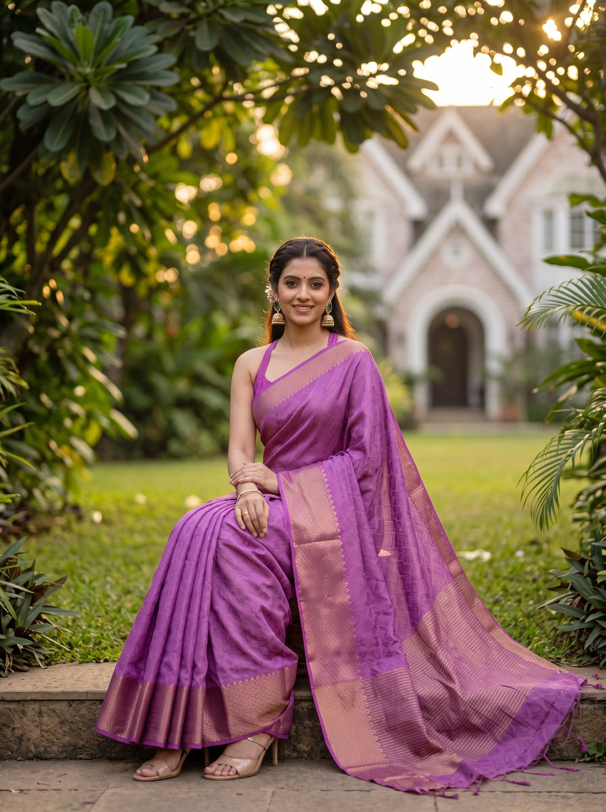 MIMOSA Pink Saree Saree — pose 8 styling detail