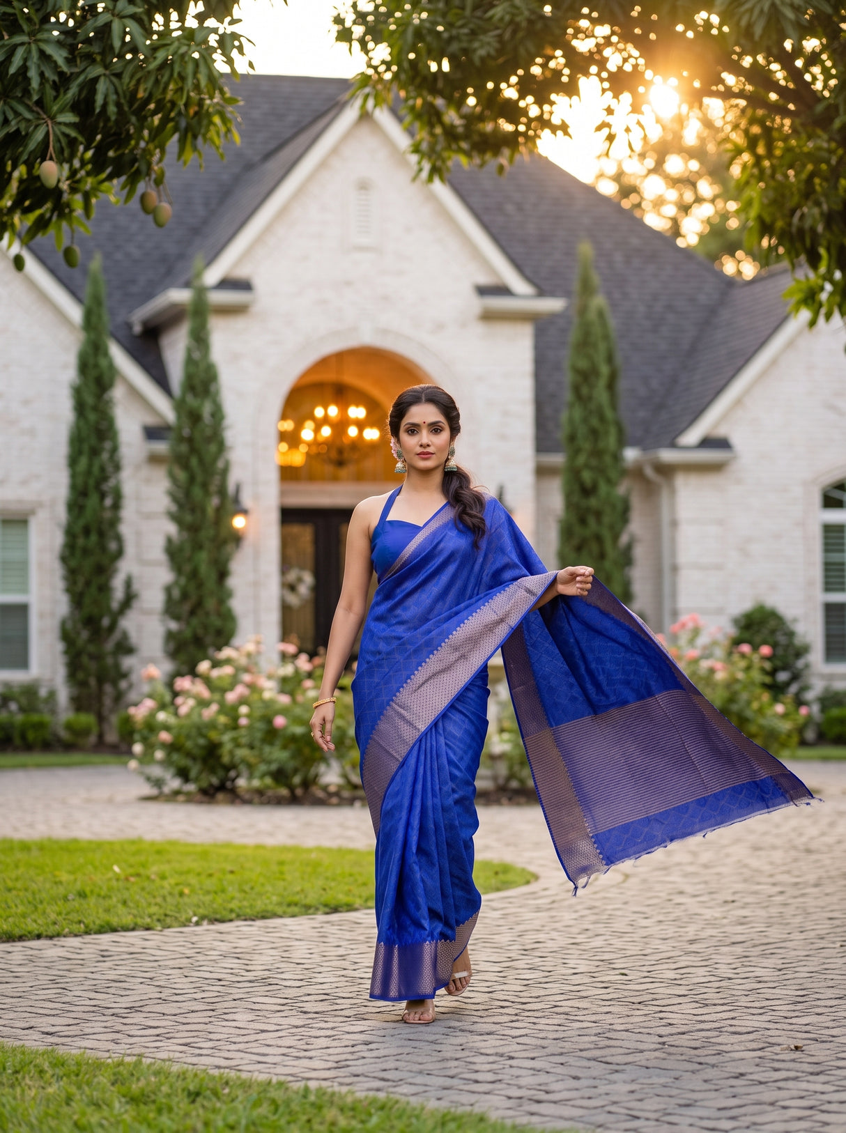 MIMOSA Royal Blue Saree Saree — pose 6 styling detail