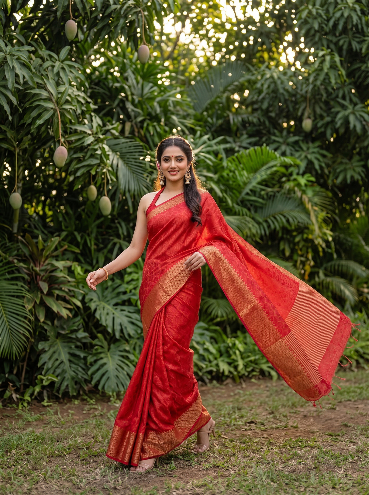 MIMOSA Strawberry Saree Saree — pose 6 styling detail