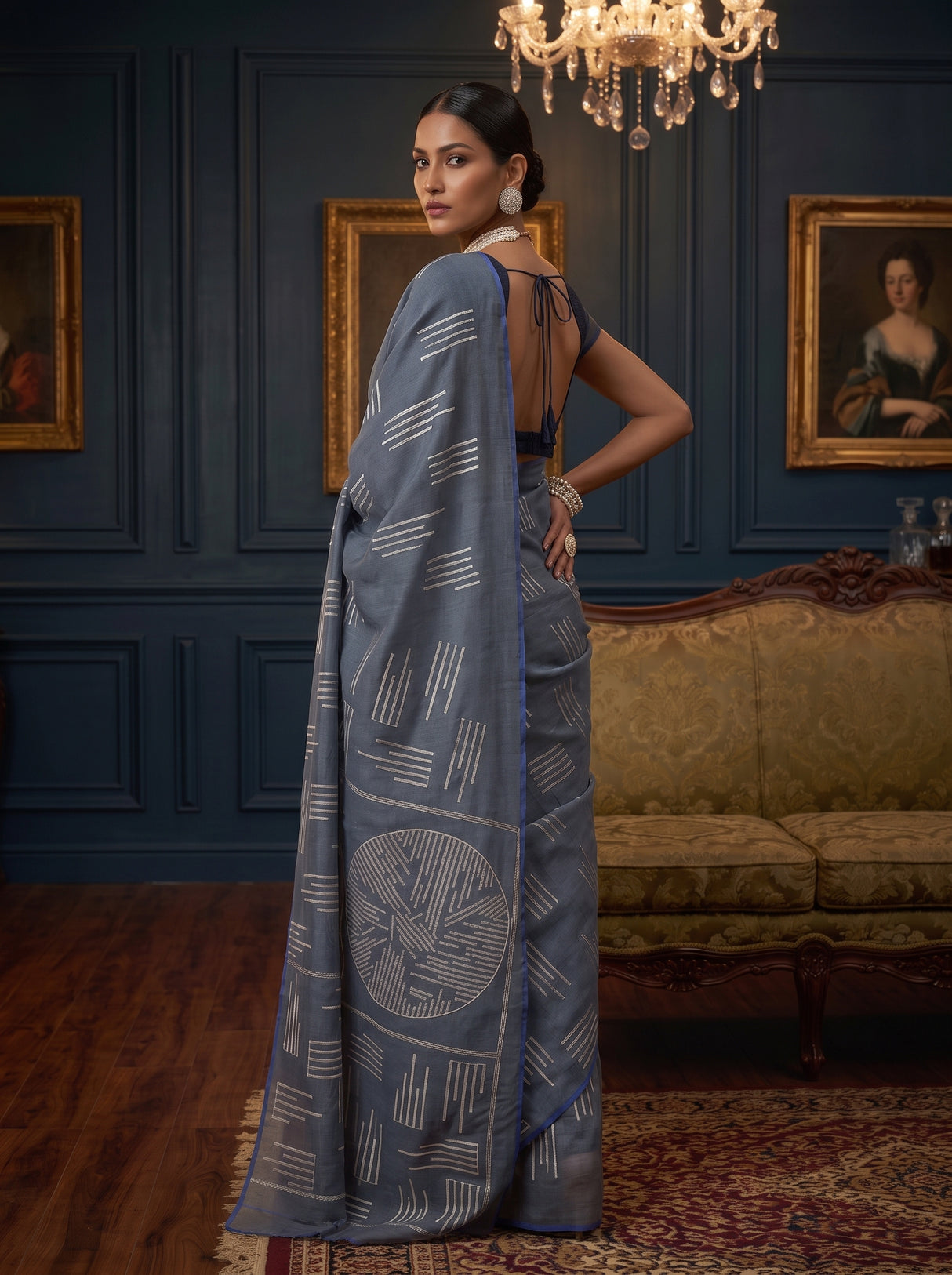 MIMOSA Grey Saree Saree — pose 7 styling detail