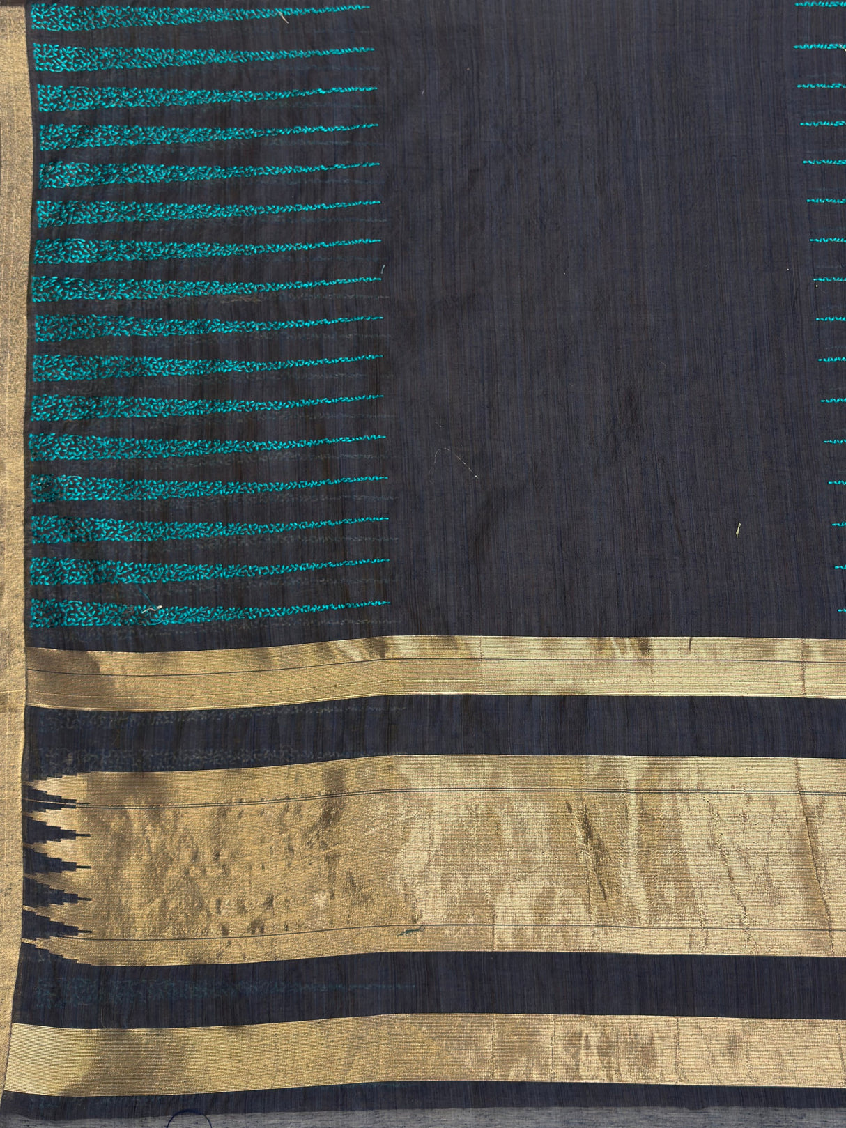 MIMOSA Navy Banarasi Saree — pallu and zari work detail