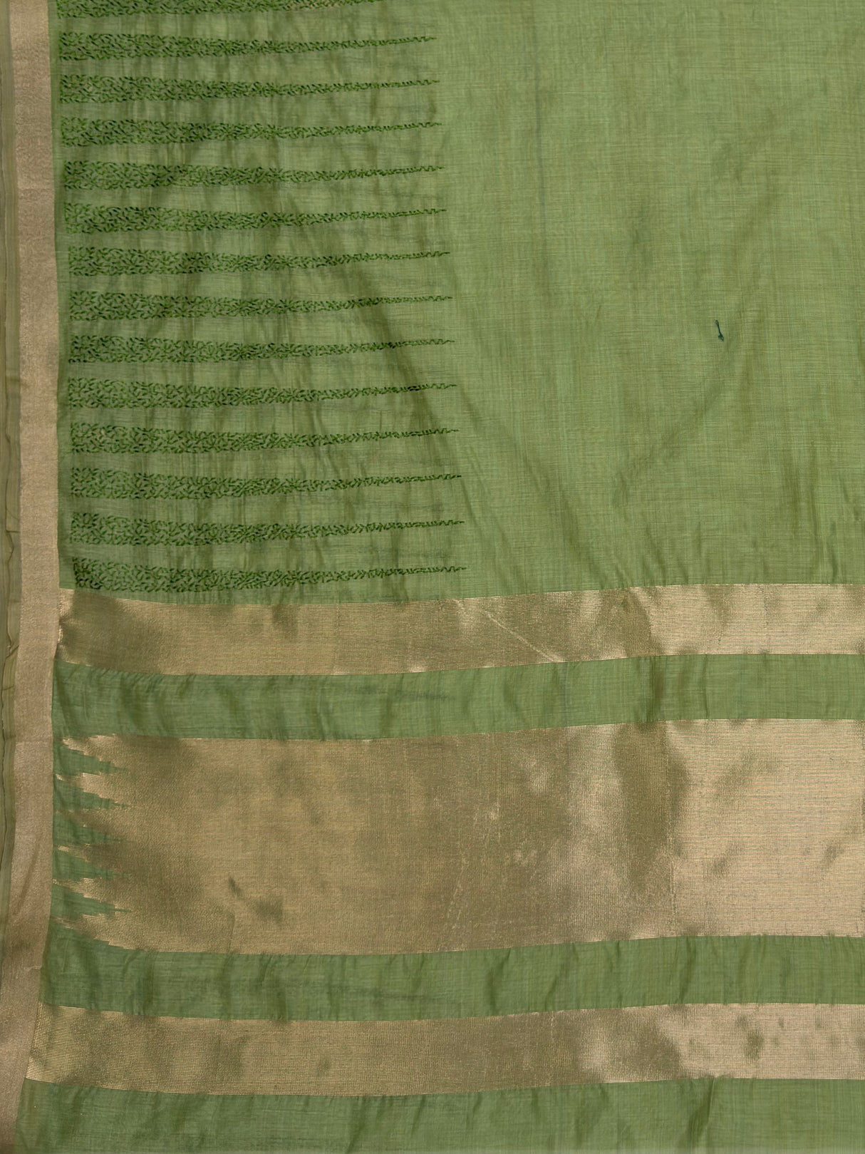 MIMOSA Parrot Green Banarasi Saree — pallu and zari work detail