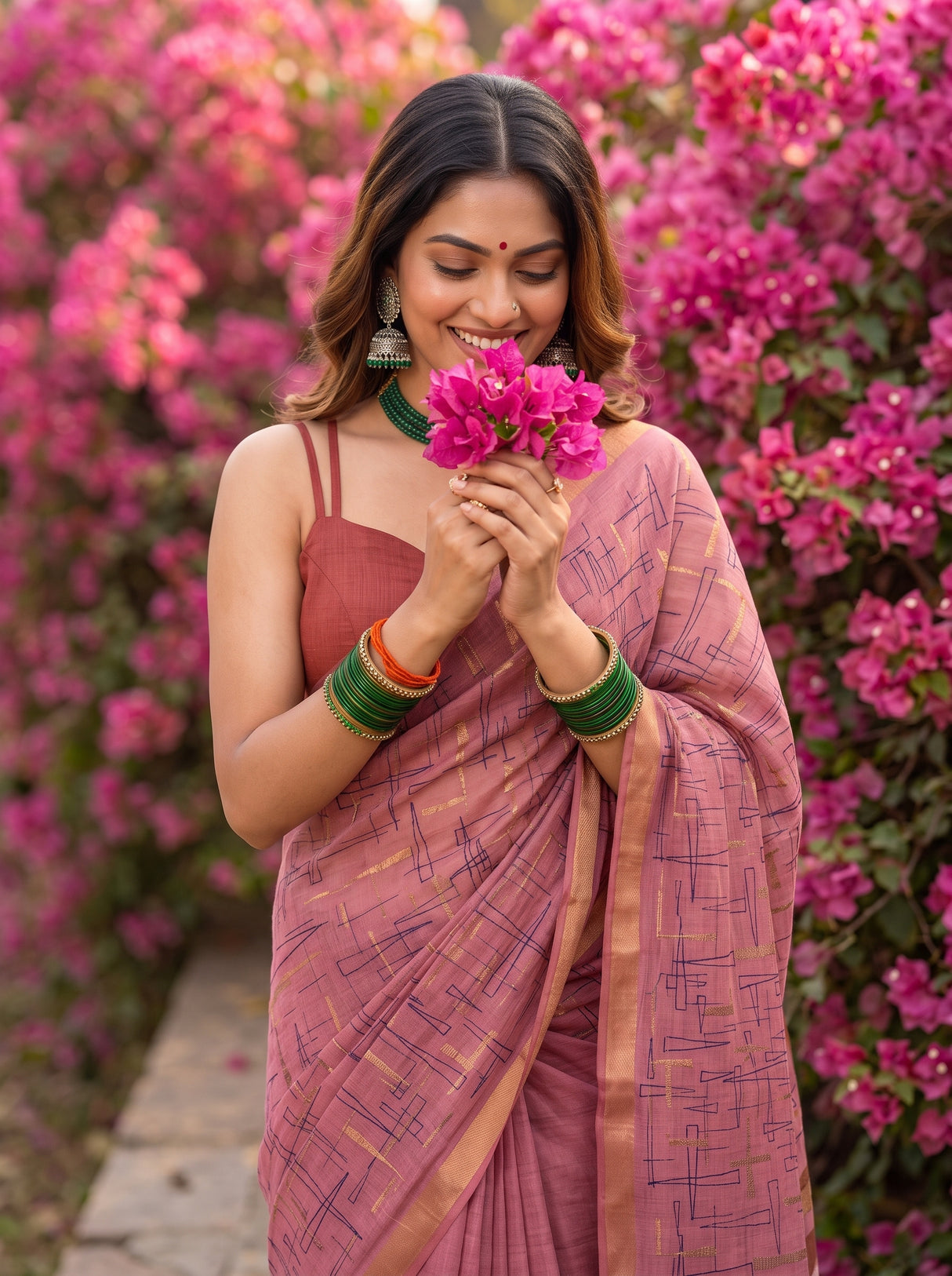 MIMOSA Gajari Banarasi tusser Saree — pose 10 styling detail
