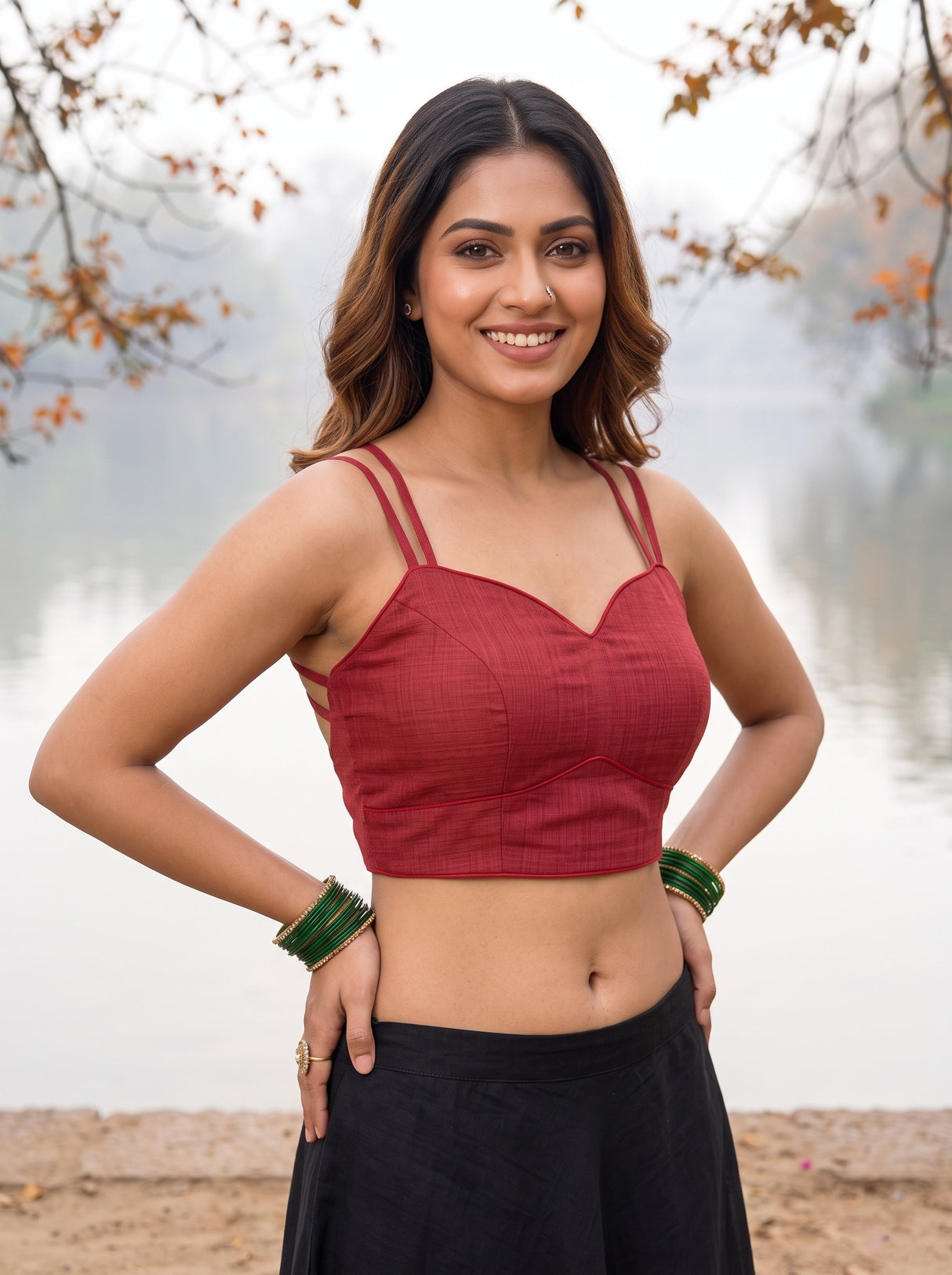 MIMOSA Gajari Banarasi tusser Saree — blouse close-up
