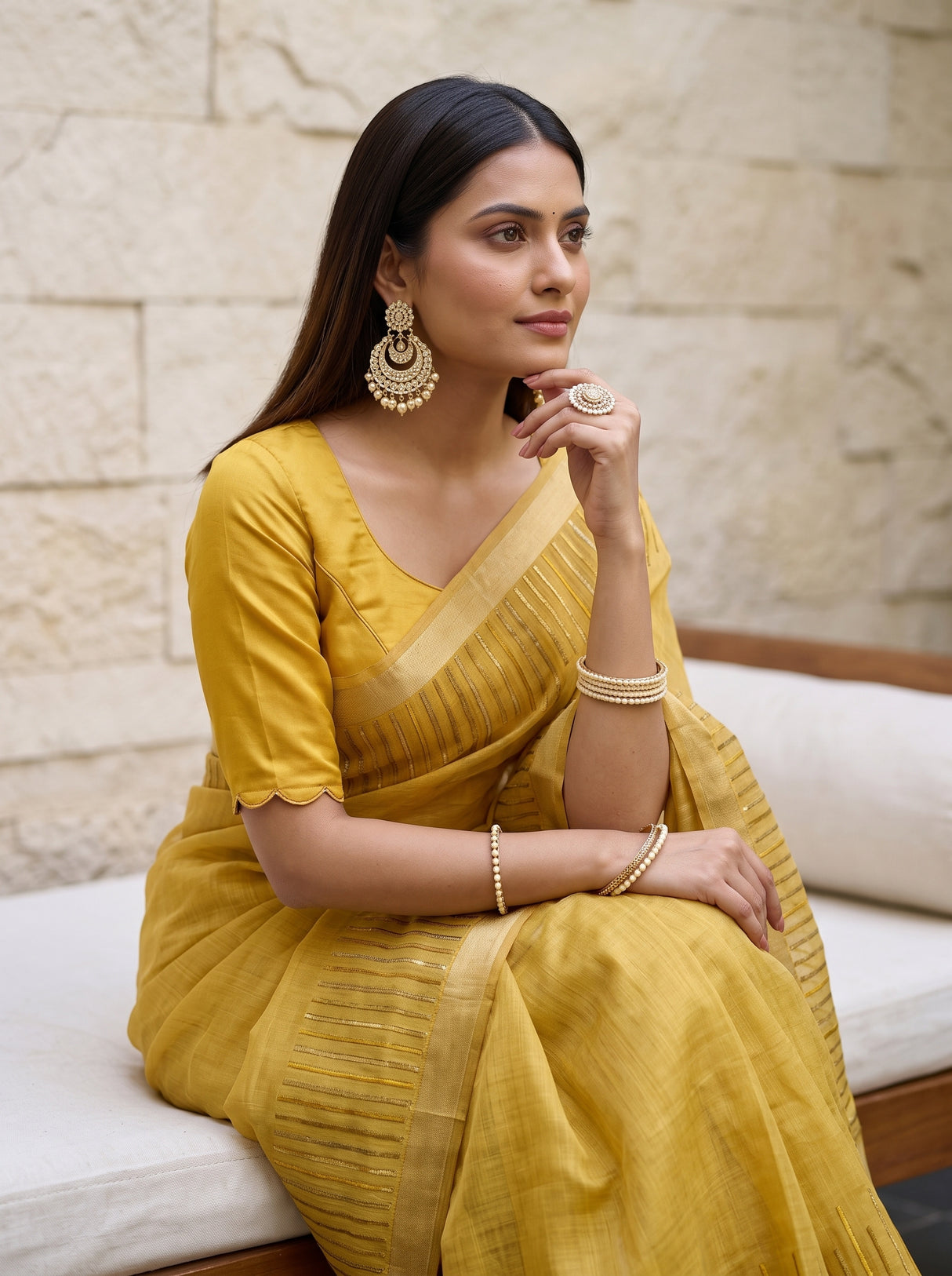 MIMOSA Gold Saree Saree — pose 10 styling detail