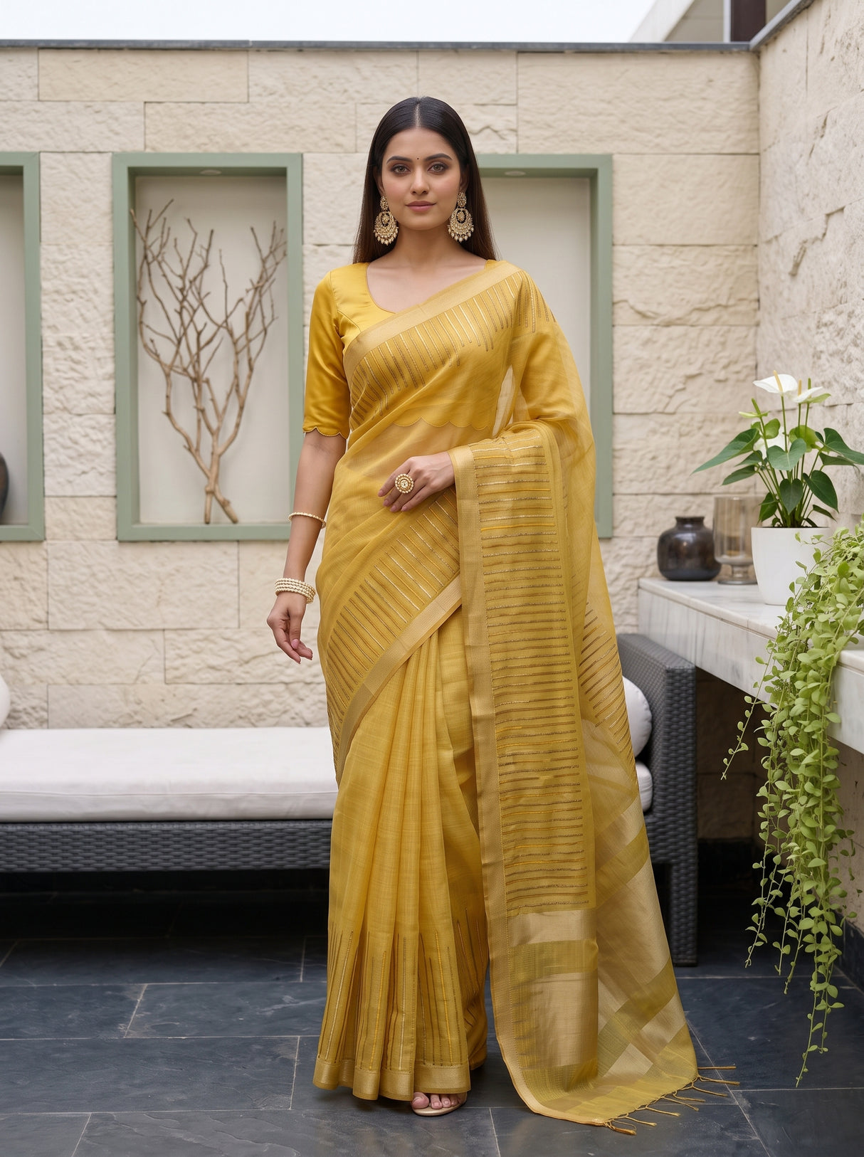 MIMOSA Gold Saree Saree — pose 4 styling detail