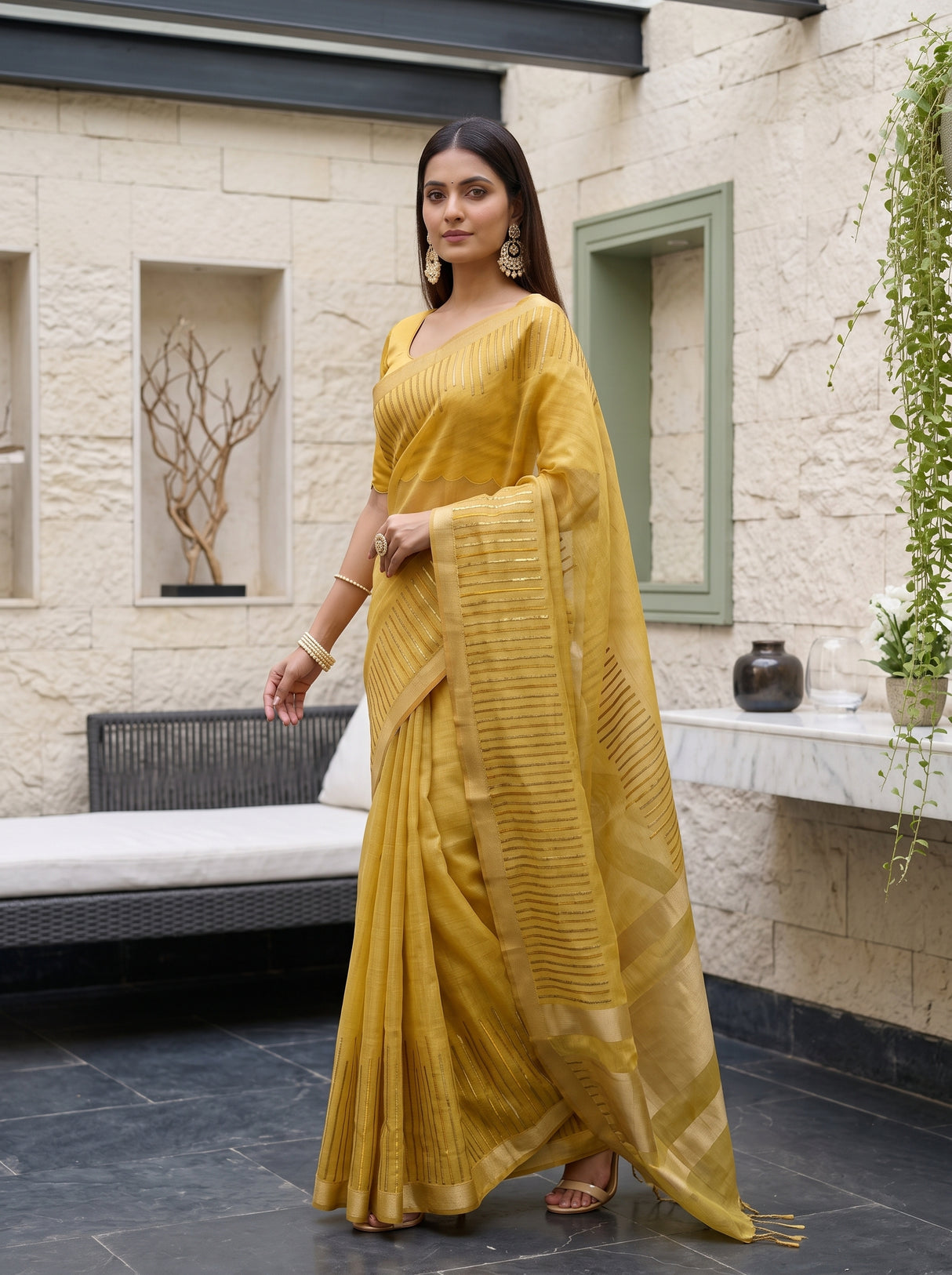 MIMOSA Gold Saree Saree — pose 5 styling detail