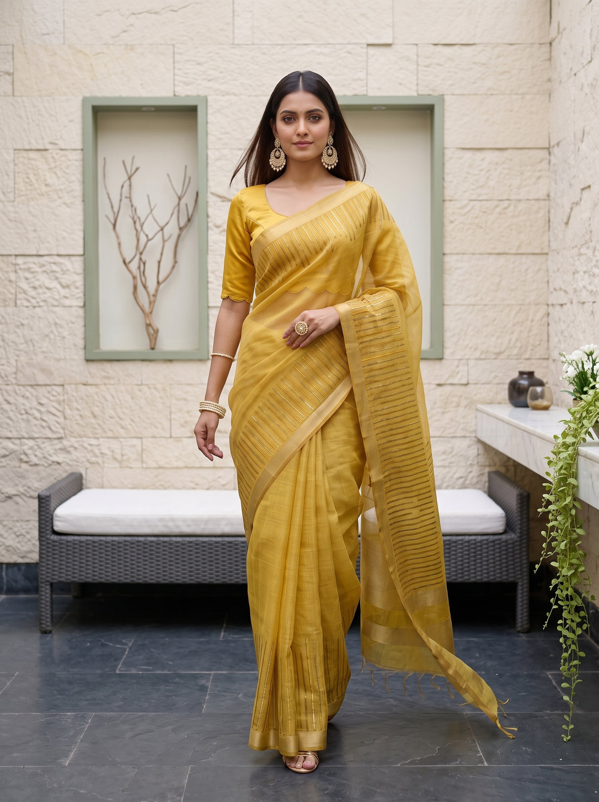 MIMOSA Gold Saree Saree — pose 6 styling detail