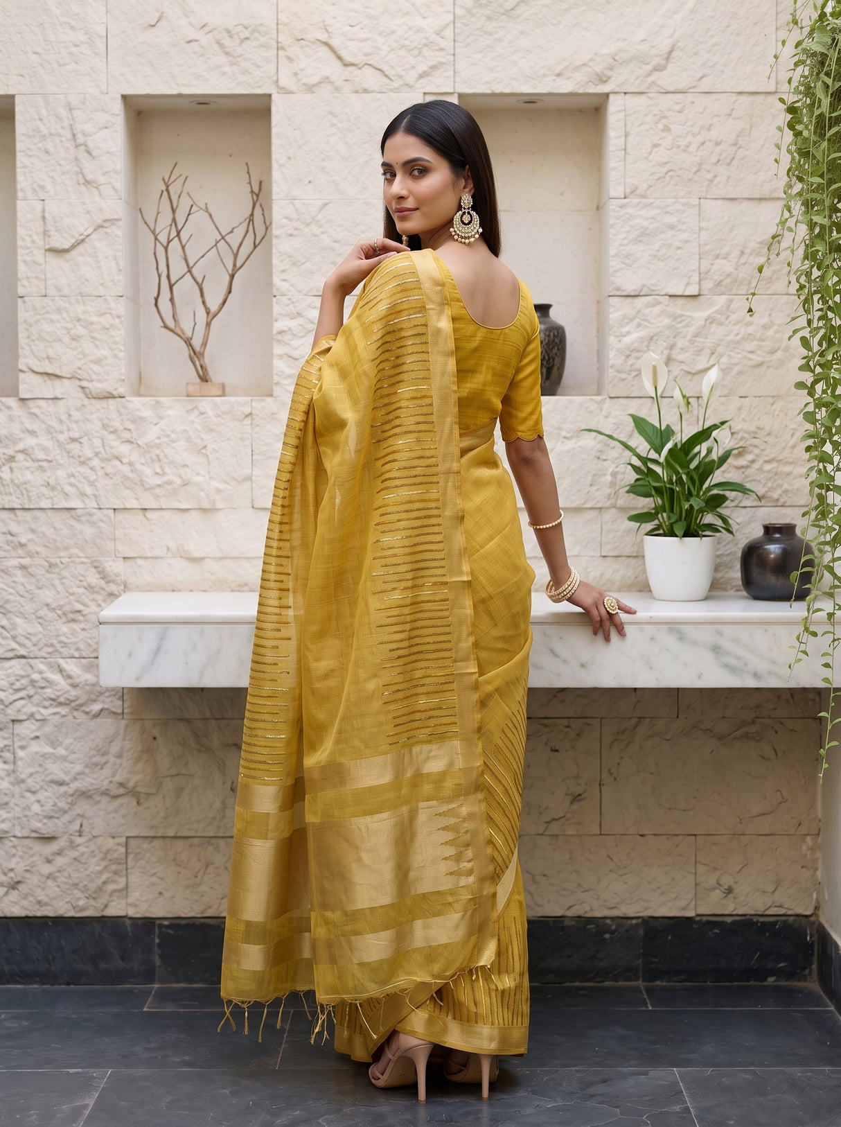 MIMOSA Gold Saree Saree — pose 7 styling detail