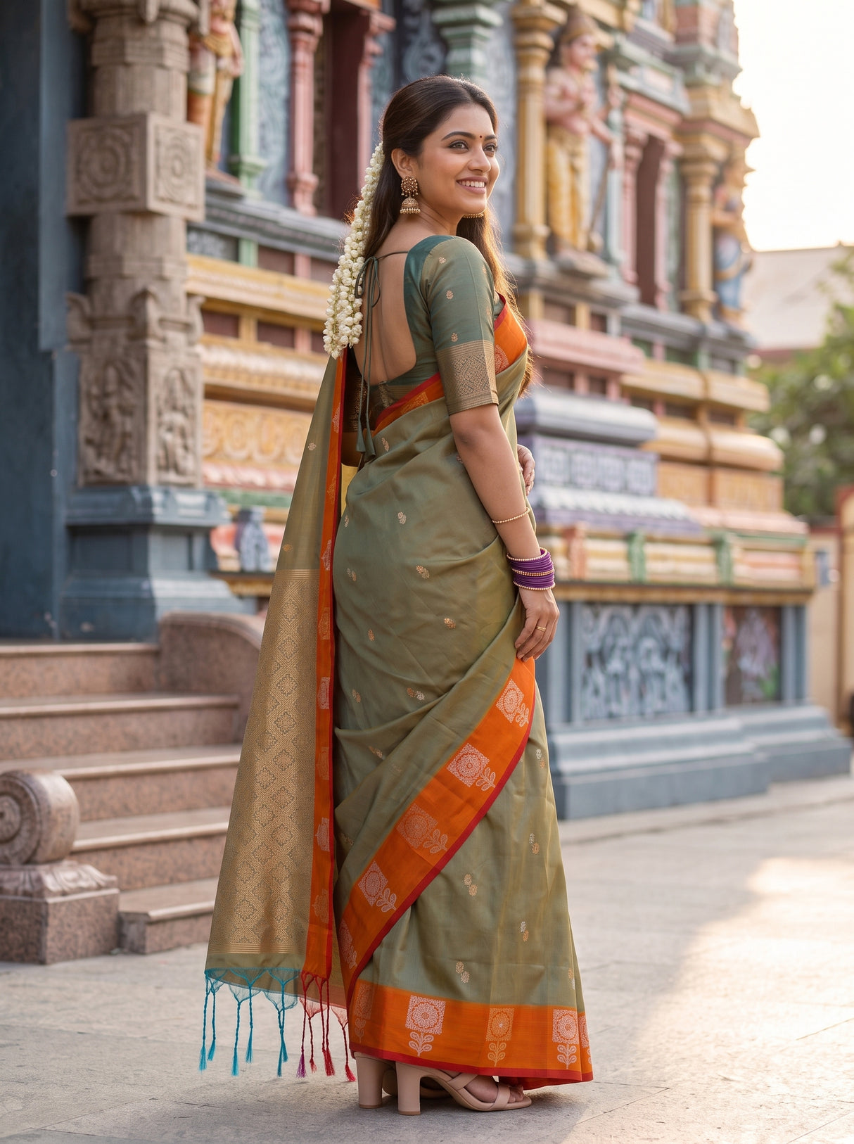 MIMOSA Grey Saree Saree — pose 5 styling detail