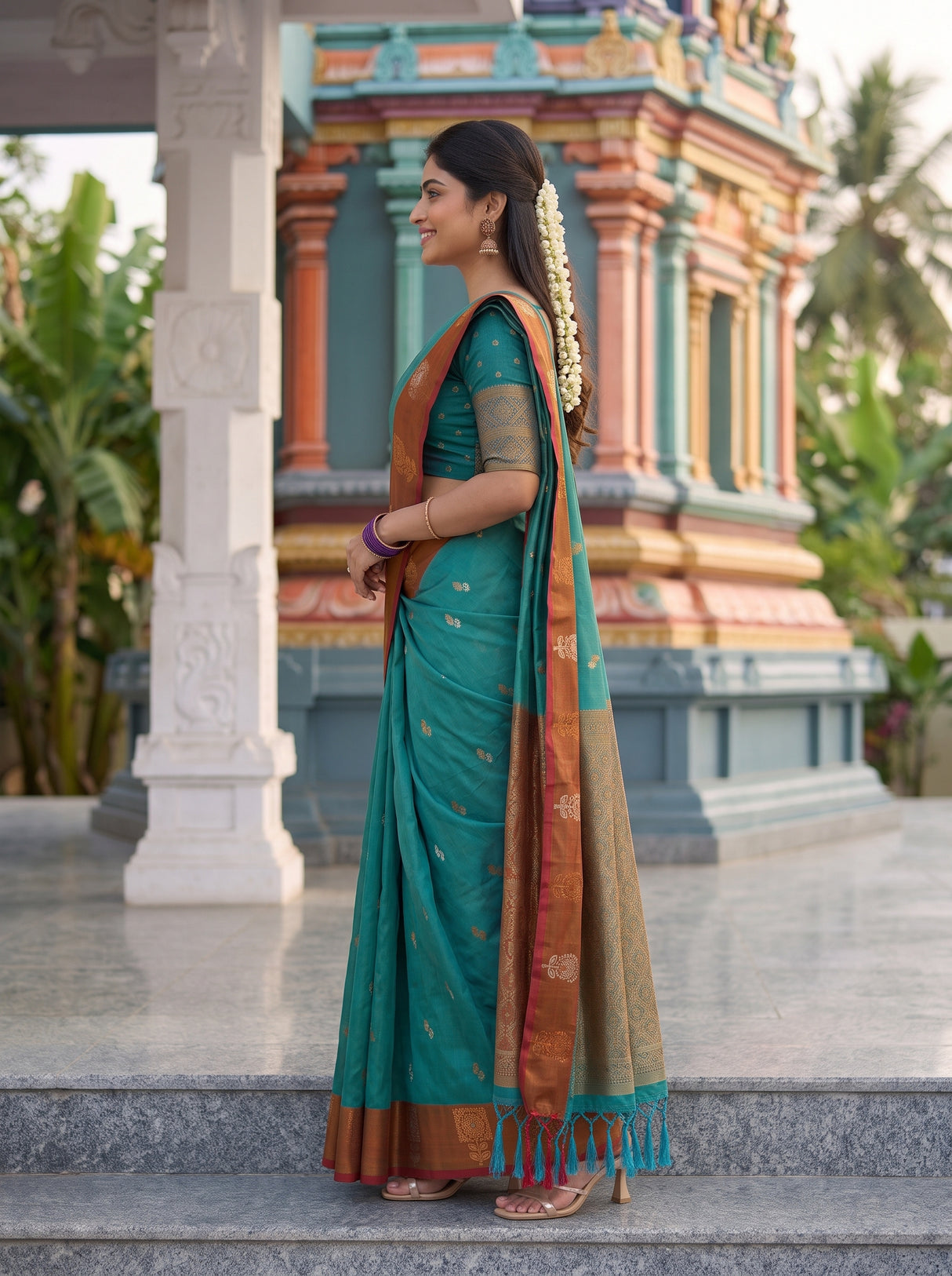 MIMOSA Sapphire Saree Saree — pose 3 styling detail