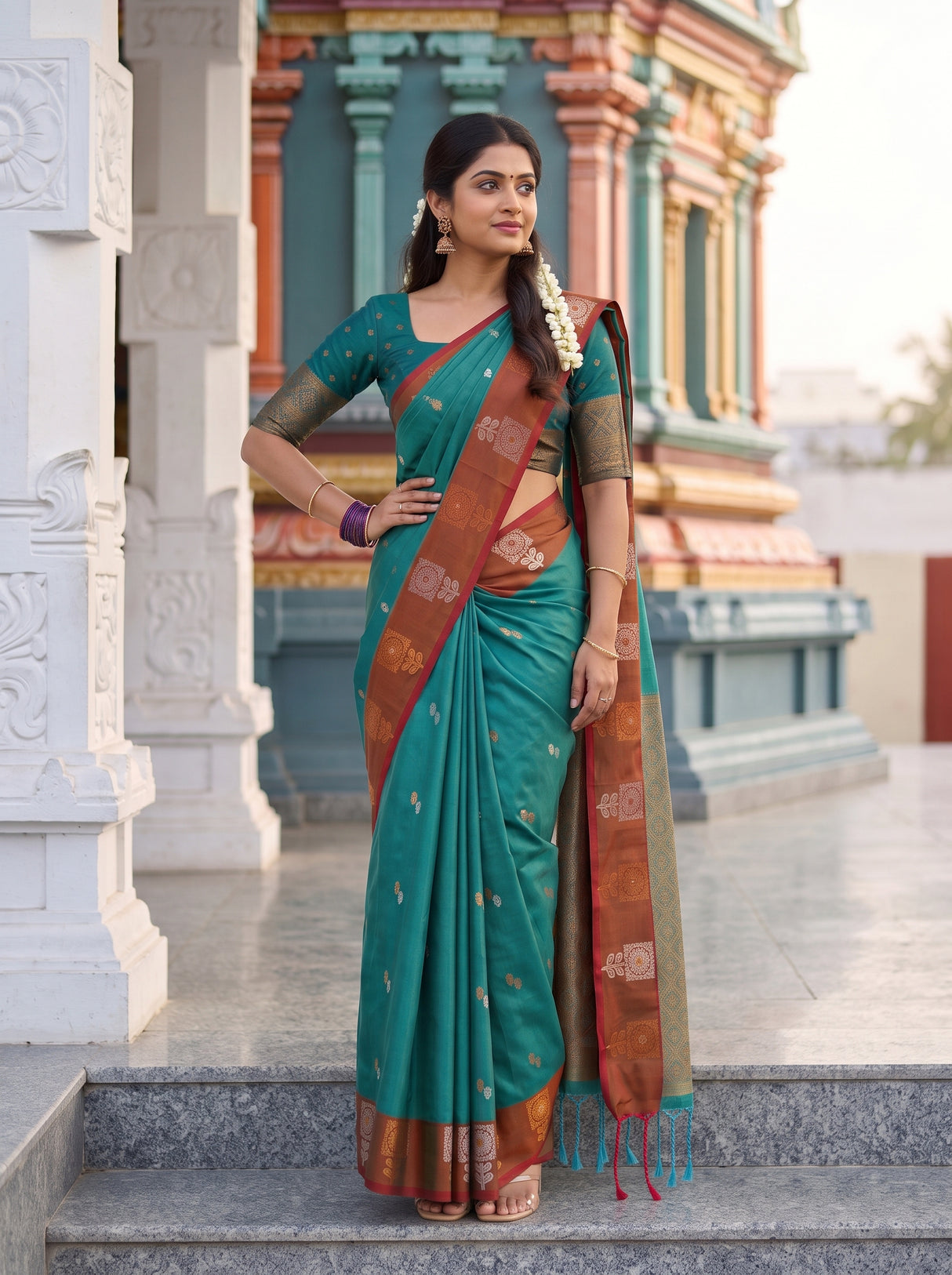 MIMOSA Sapphire Saree Saree — pose 4 styling detail