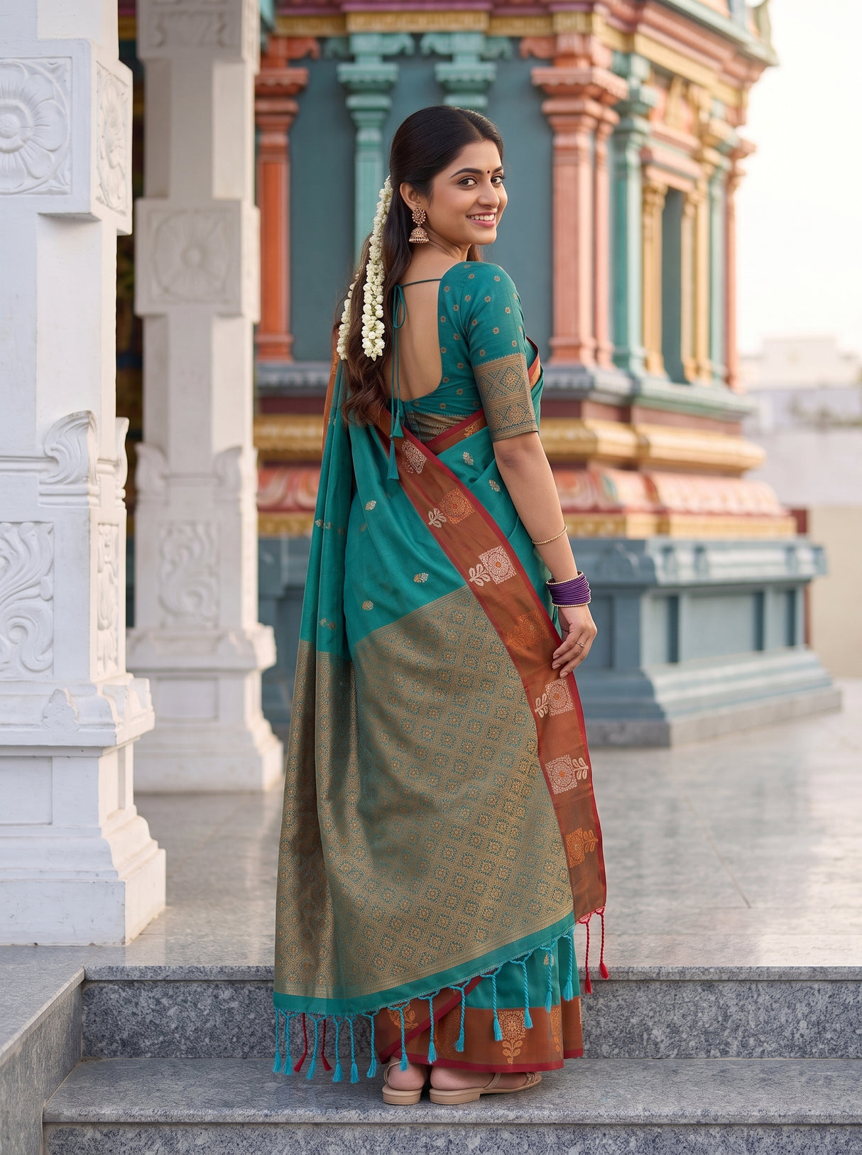 MIMOSA Sapphire Saree Saree — pose 5 styling detail
