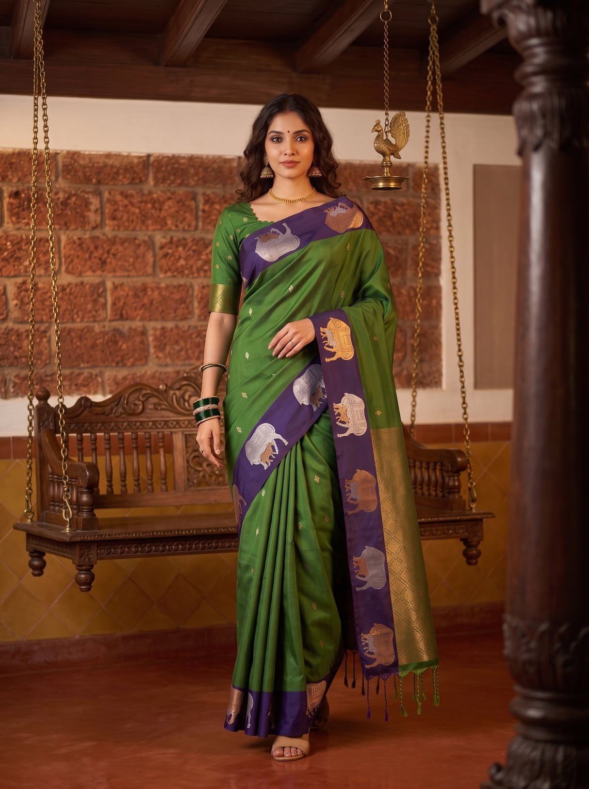 MIMOSA Green Saree Saree — pose 6 styling detail