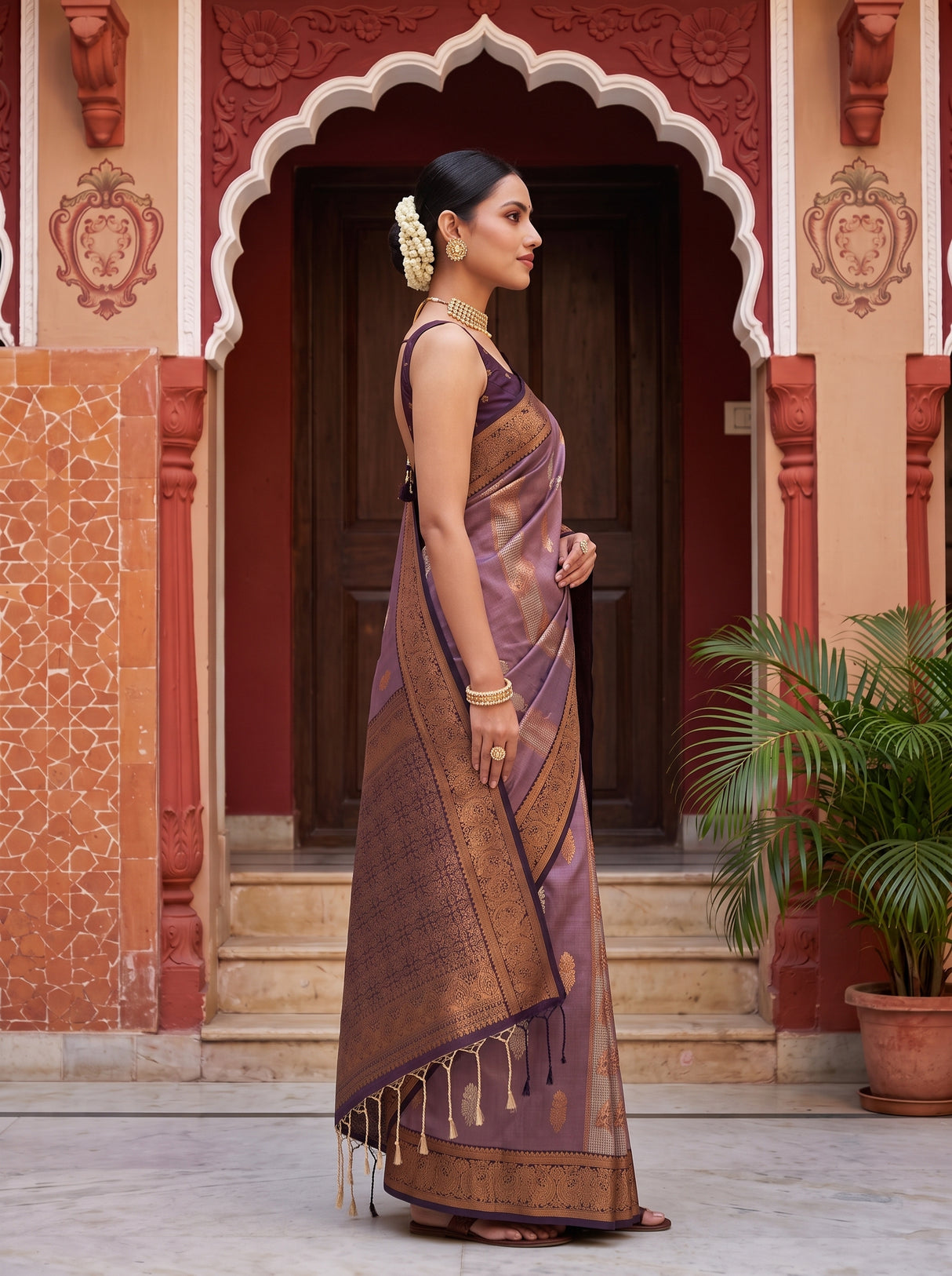 MIMOSA Lavender Saree Saree — pose 3 styling detail