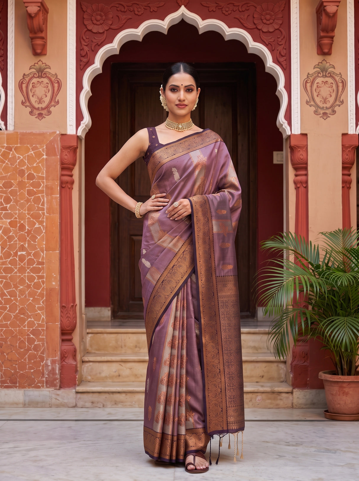 MIMOSA Lavender Saree Saree — pose 4 styling detail
