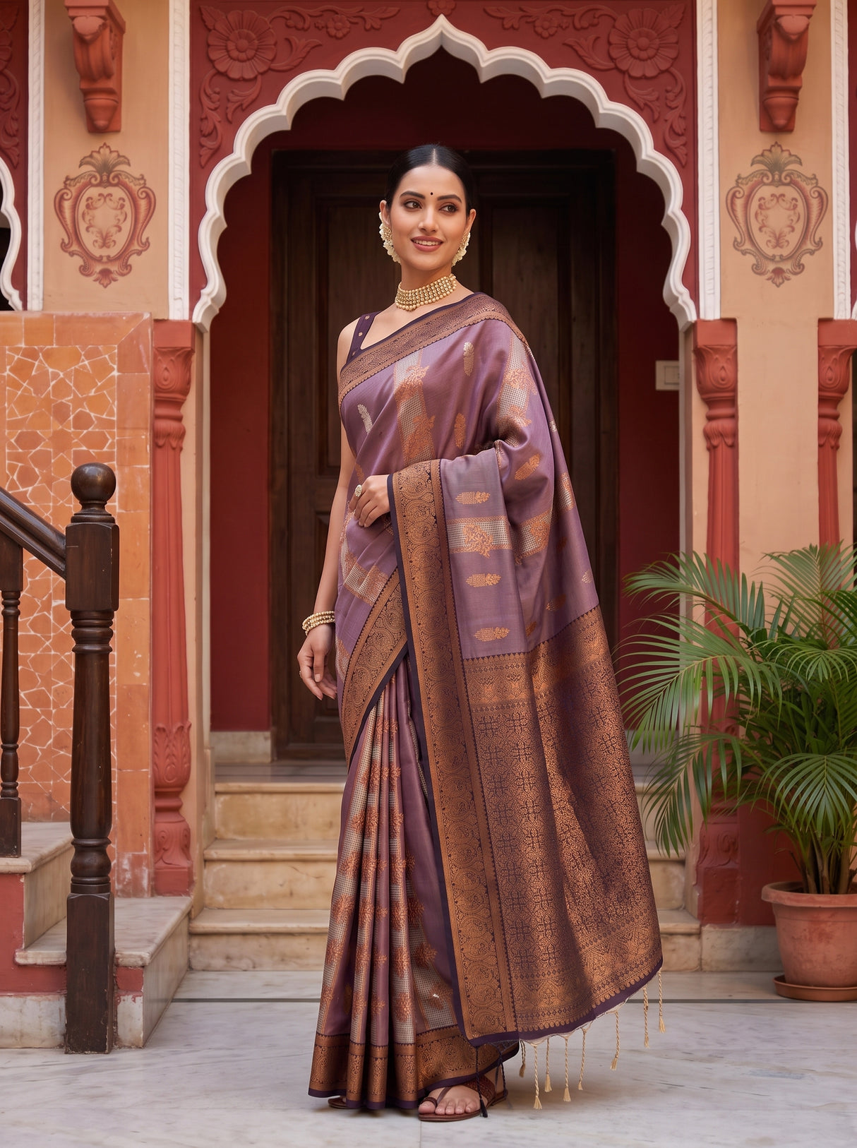 MIMOSA Lavender Saree Saree — pose 5 styling detail