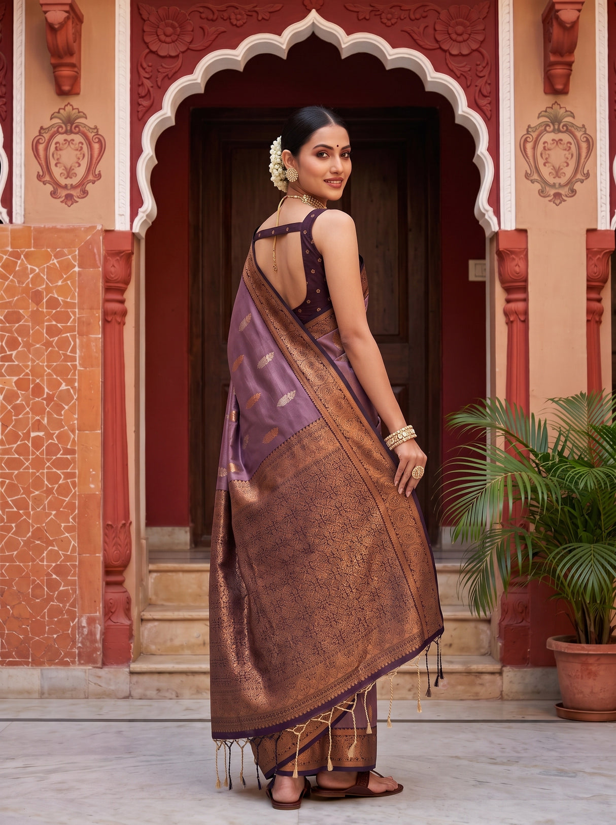 MIMOSA Lavender Saree Saree — pose 7 styling detail
