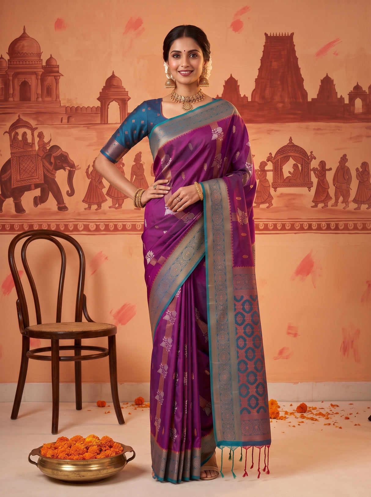 MIMOSA Magenta Saree Saree — pose 4 styling detail