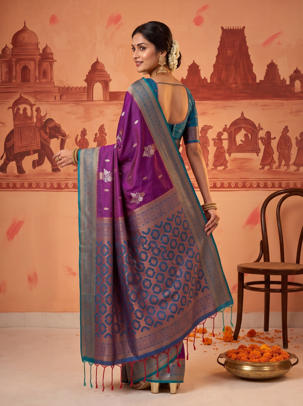 MIMOSA Magenta Saree Saree — pose 7 styling detail