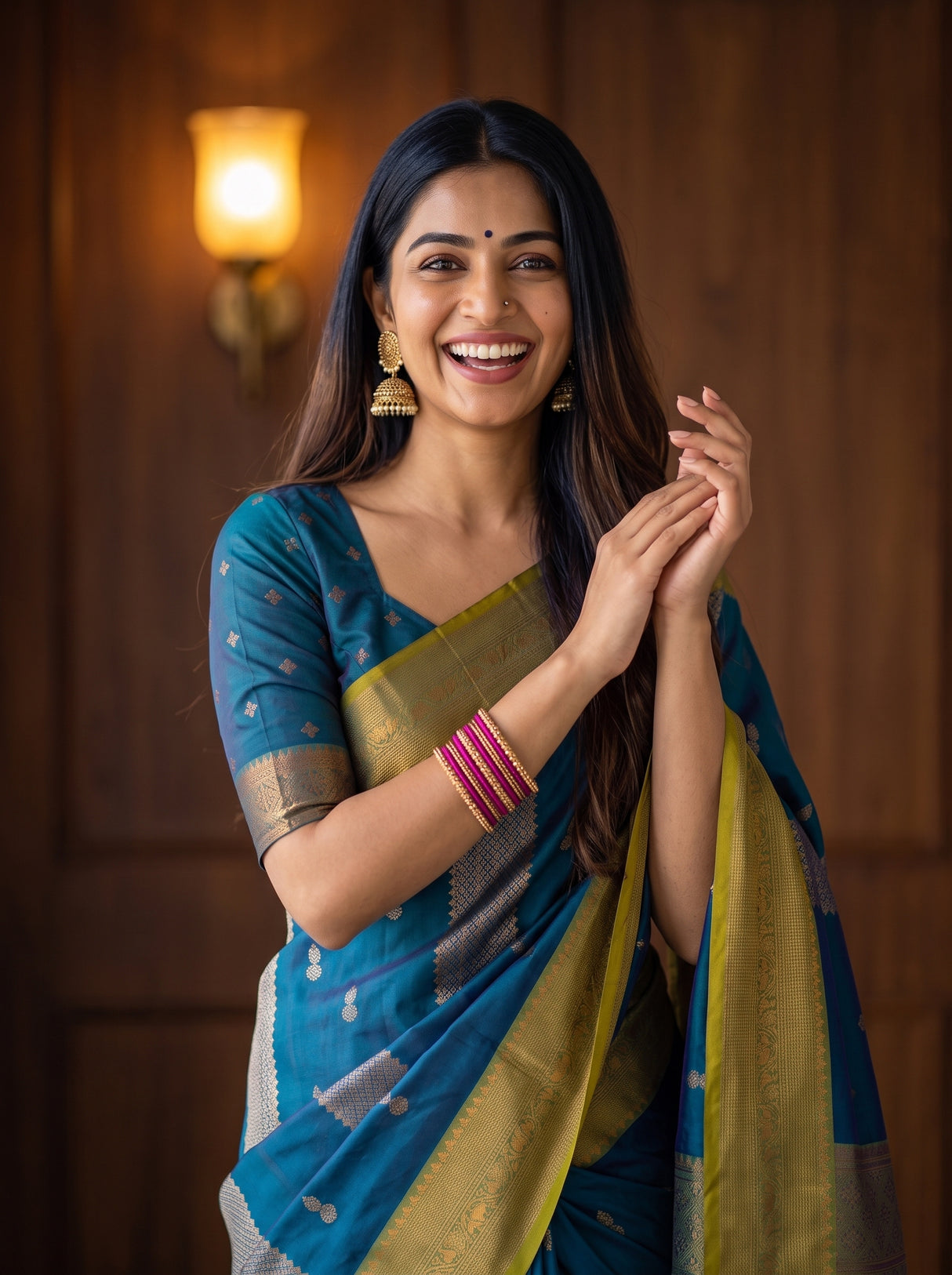 MIMOSA Sapphire Saree Saree — pose 10 styling detail