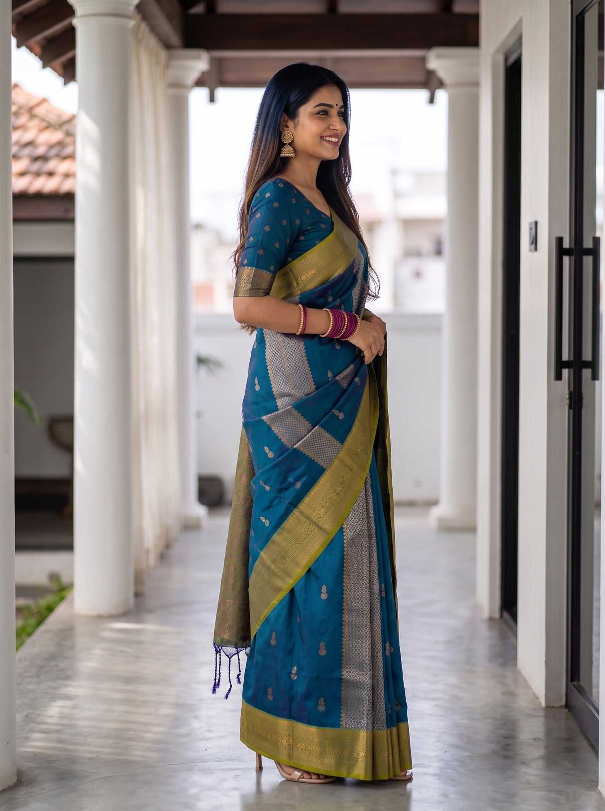 MIMOSA Sapphire Saree Saree — pose 3 styling detail