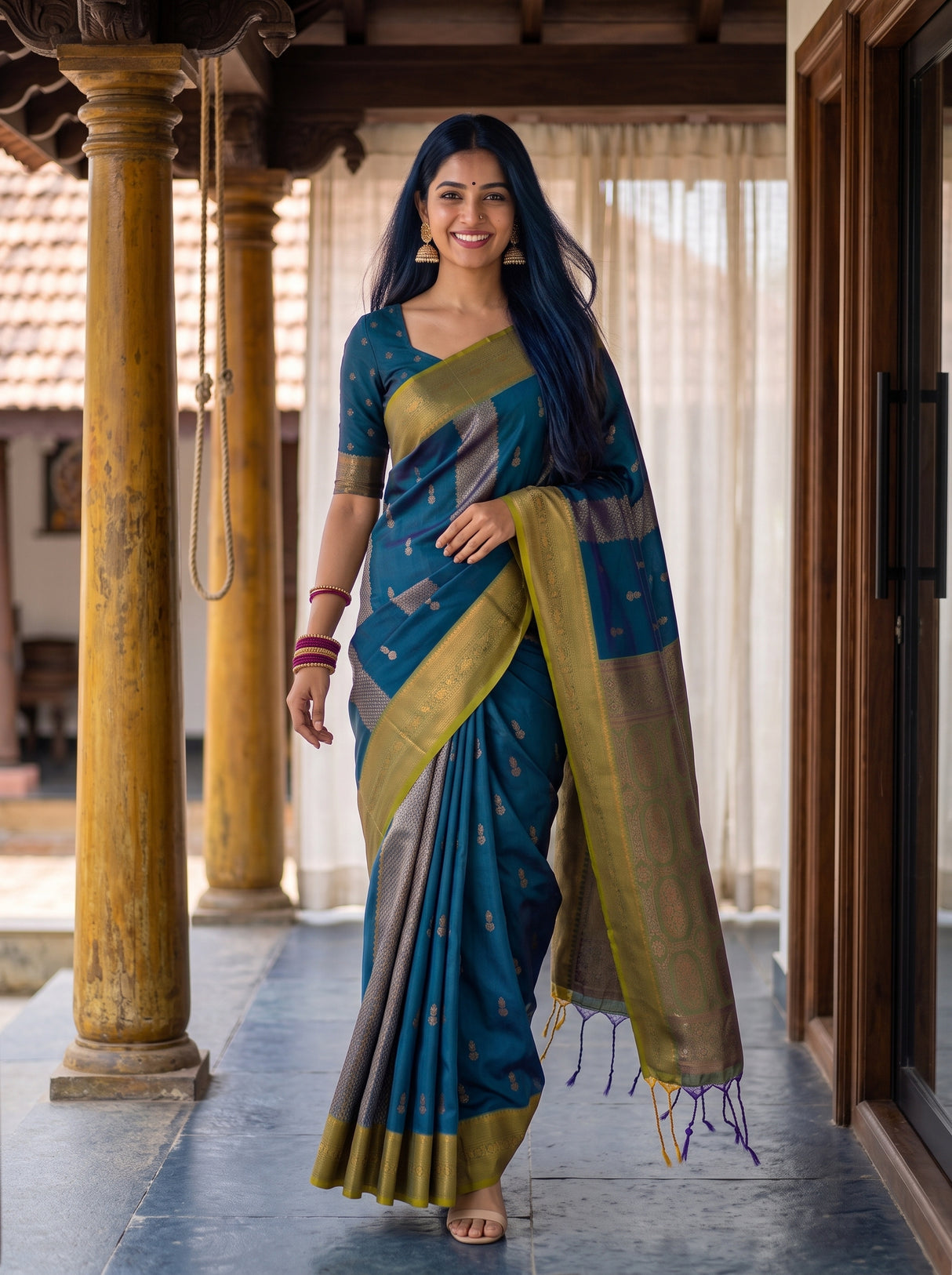 MIMOSA Sapphire Saree Saree — pose 6 styling detail