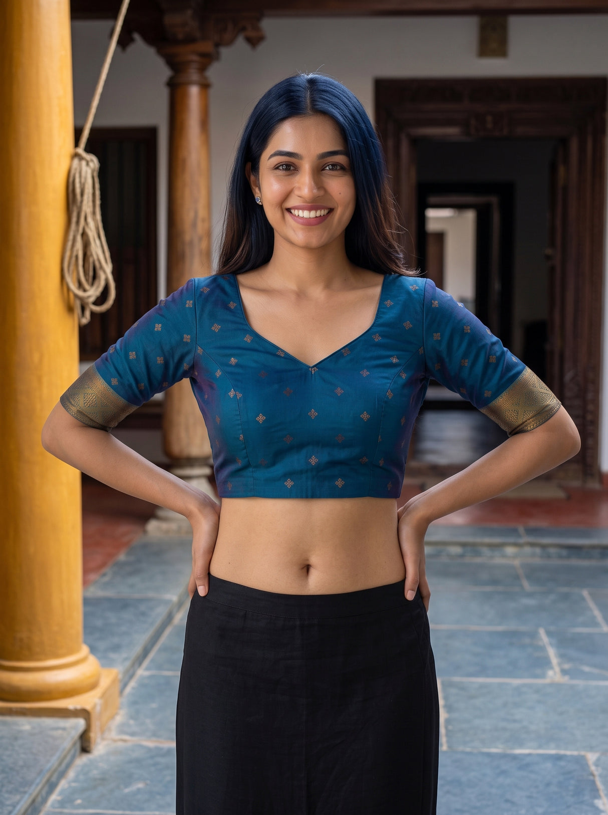 MIMOSA Sapphire Saree Saree — blouse close-up