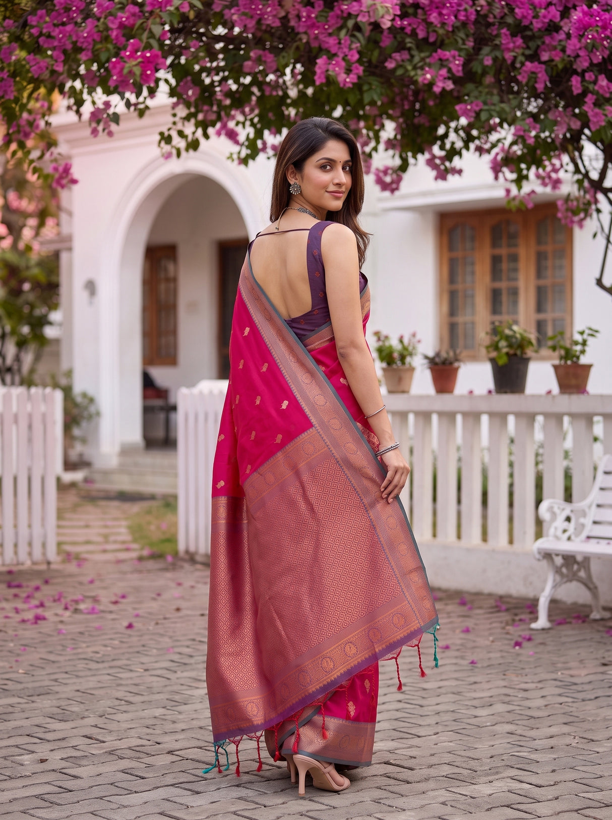 MIMOSA Rani Kanjivaram Art silk Saree — pose 7 styling detail