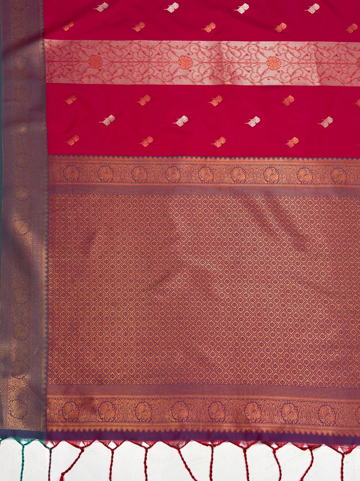 MIMOSA Rani Kanjivaram Art silk Saree — pallu and zari work detail