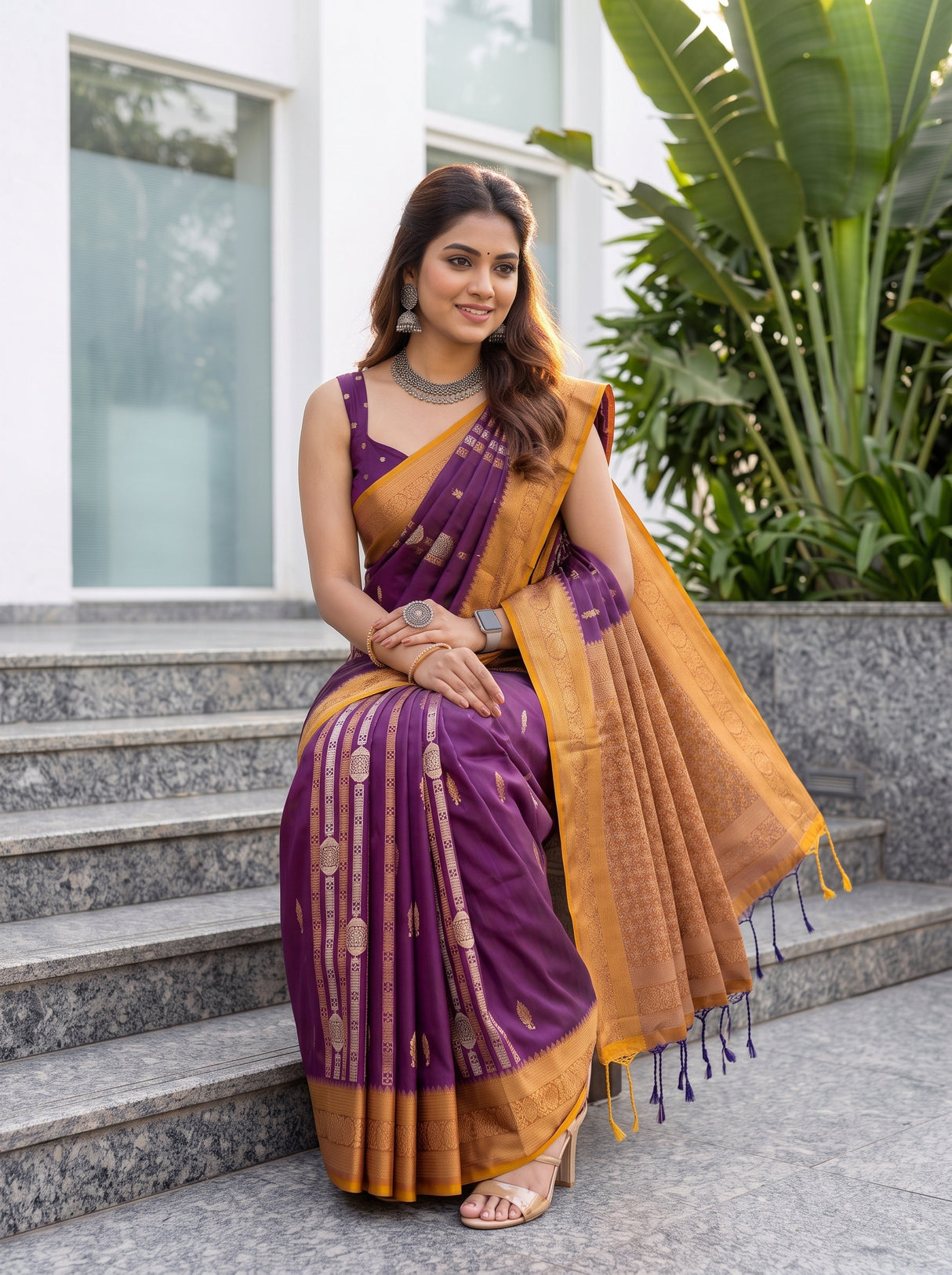 MIMOSA Magenta Saree Saree — pose 8 styling detail