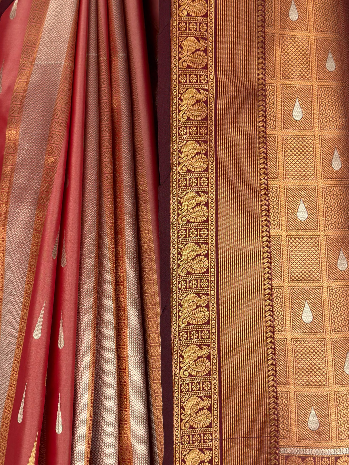 MIMOSA Peach Kanjivaram Art silk Saree — fleets shot full lifestyle